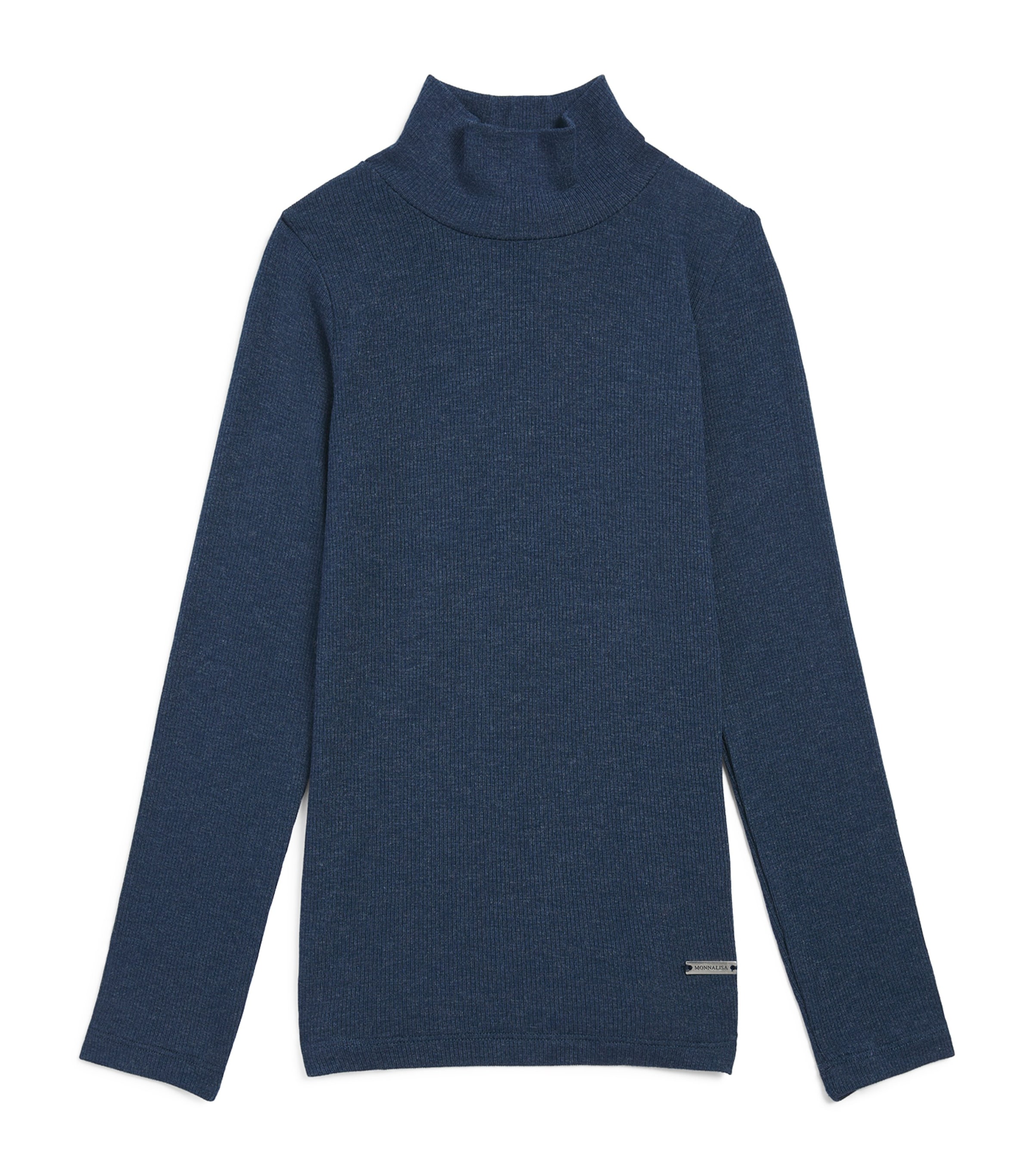 Monnalisa Ribbed Rollneck Top (2-12 Years) Blue Melange