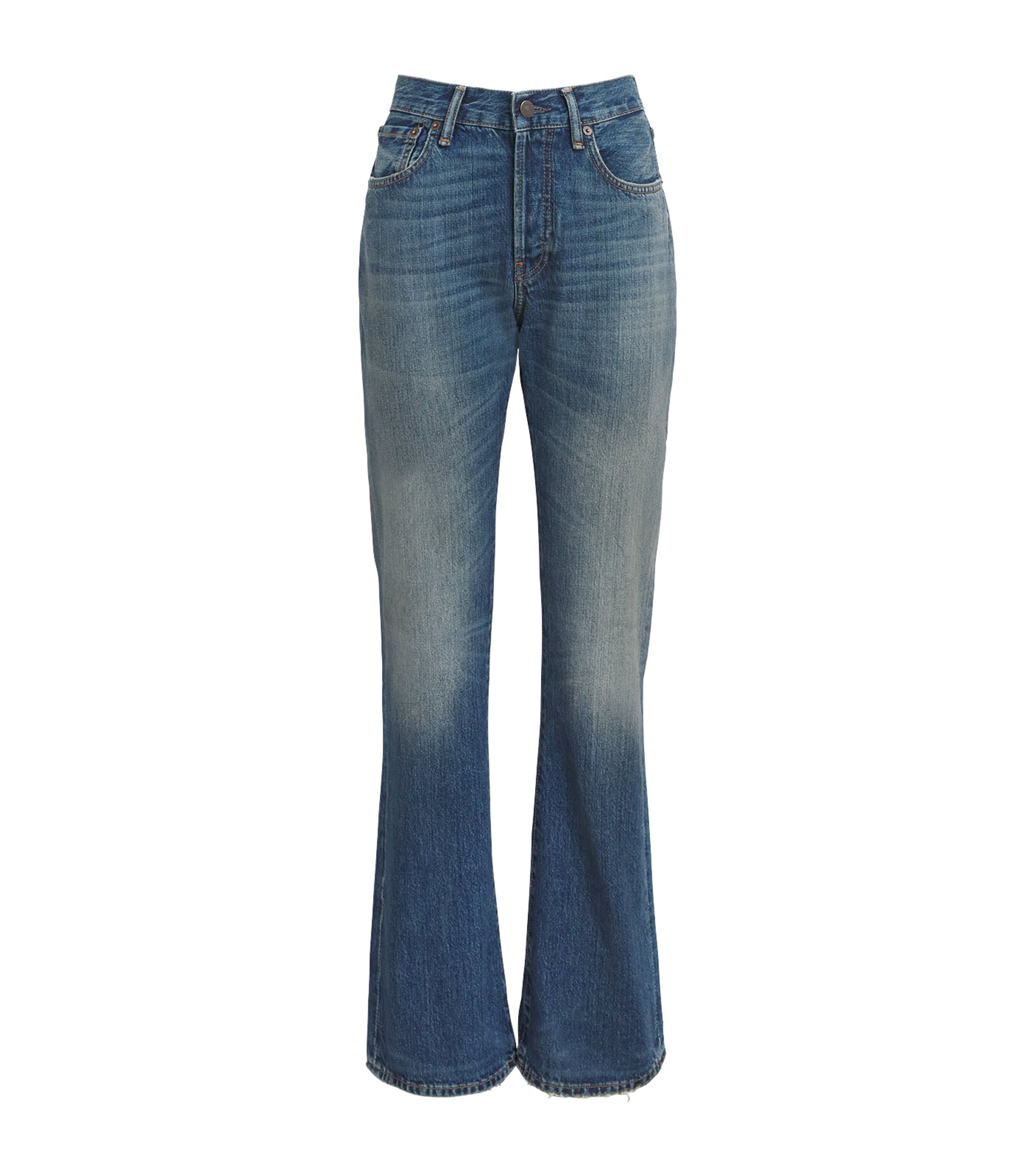 Acne Studios Womens Mid-Rise Straight Jeans Blue