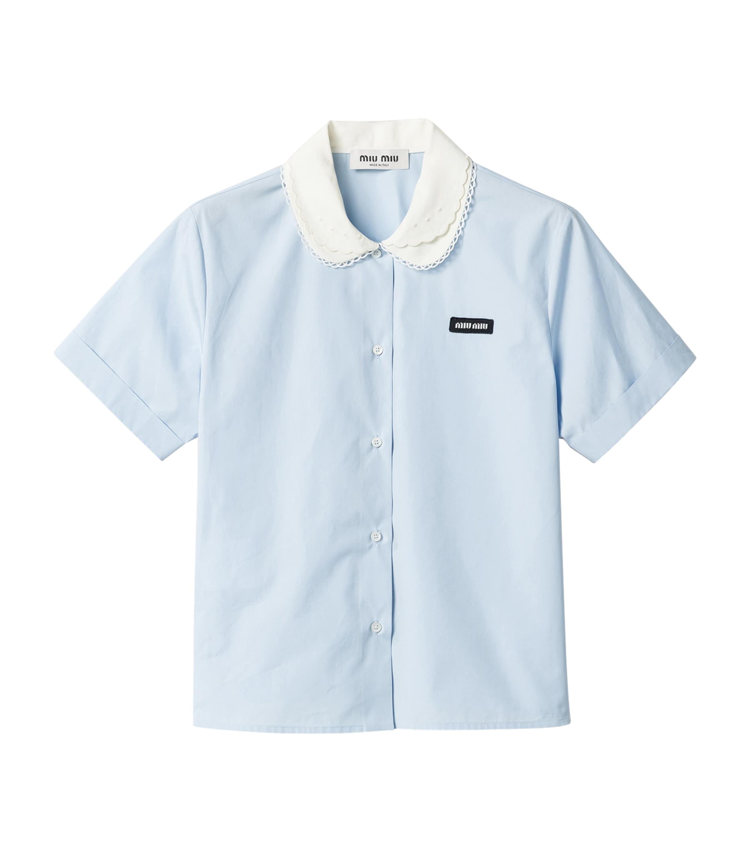 Miu Miu Womens Cotton Poplin Logo Shirt