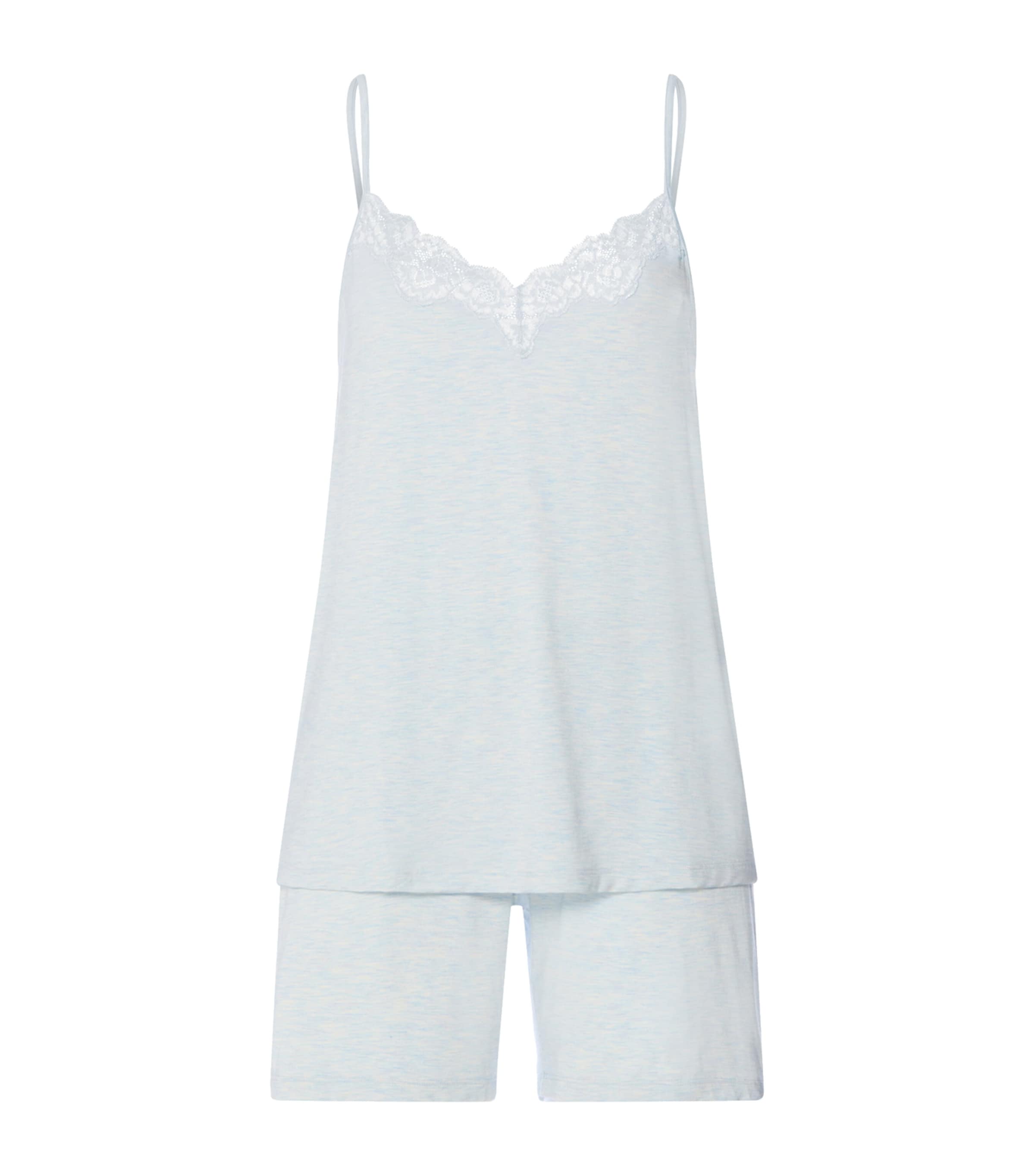 Hanro Womens Natural Elegance Pyjama Set Watery Blue Melange
