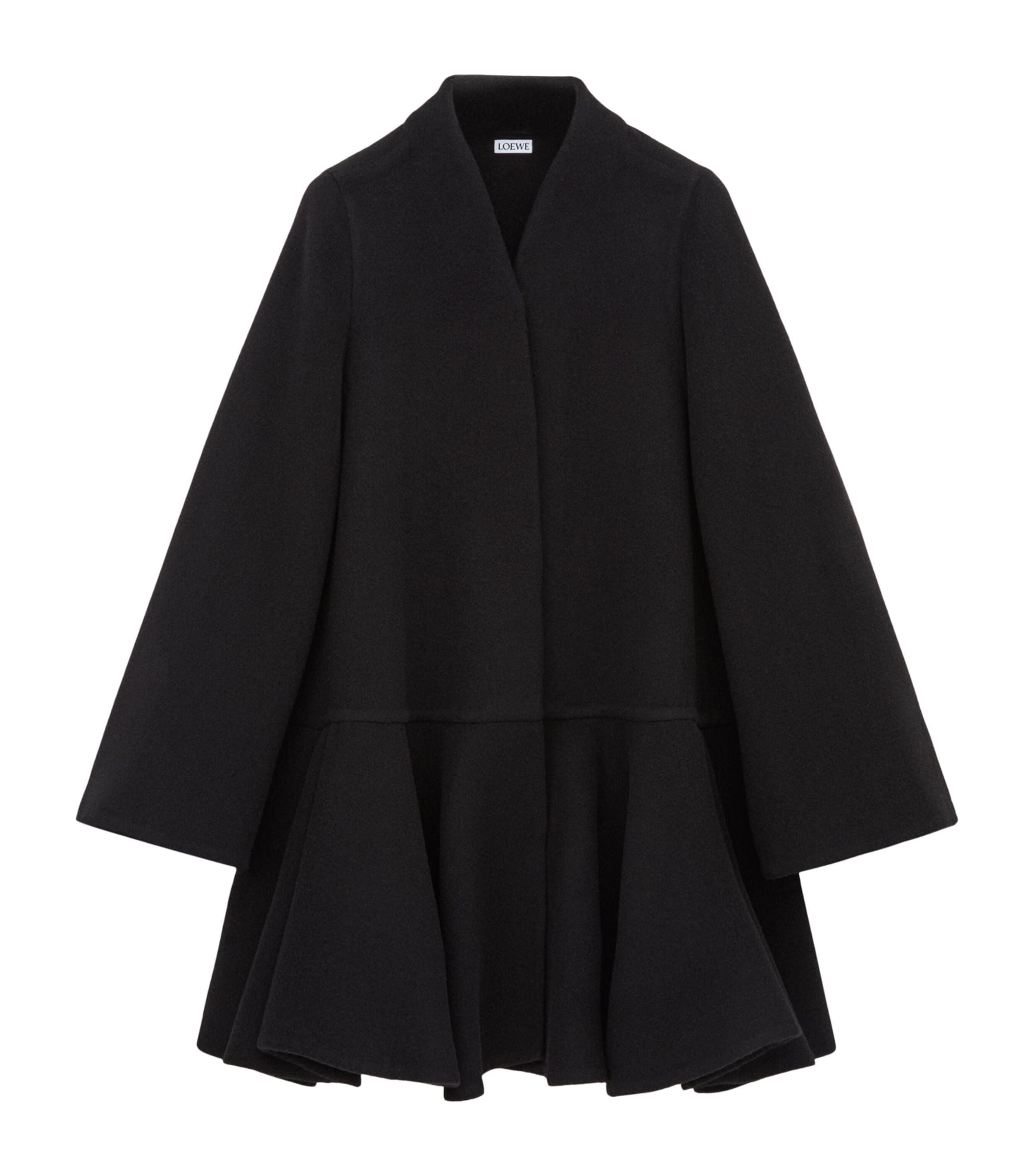 LOEWE Womens Wool-Cashmere Peplum Coat Black