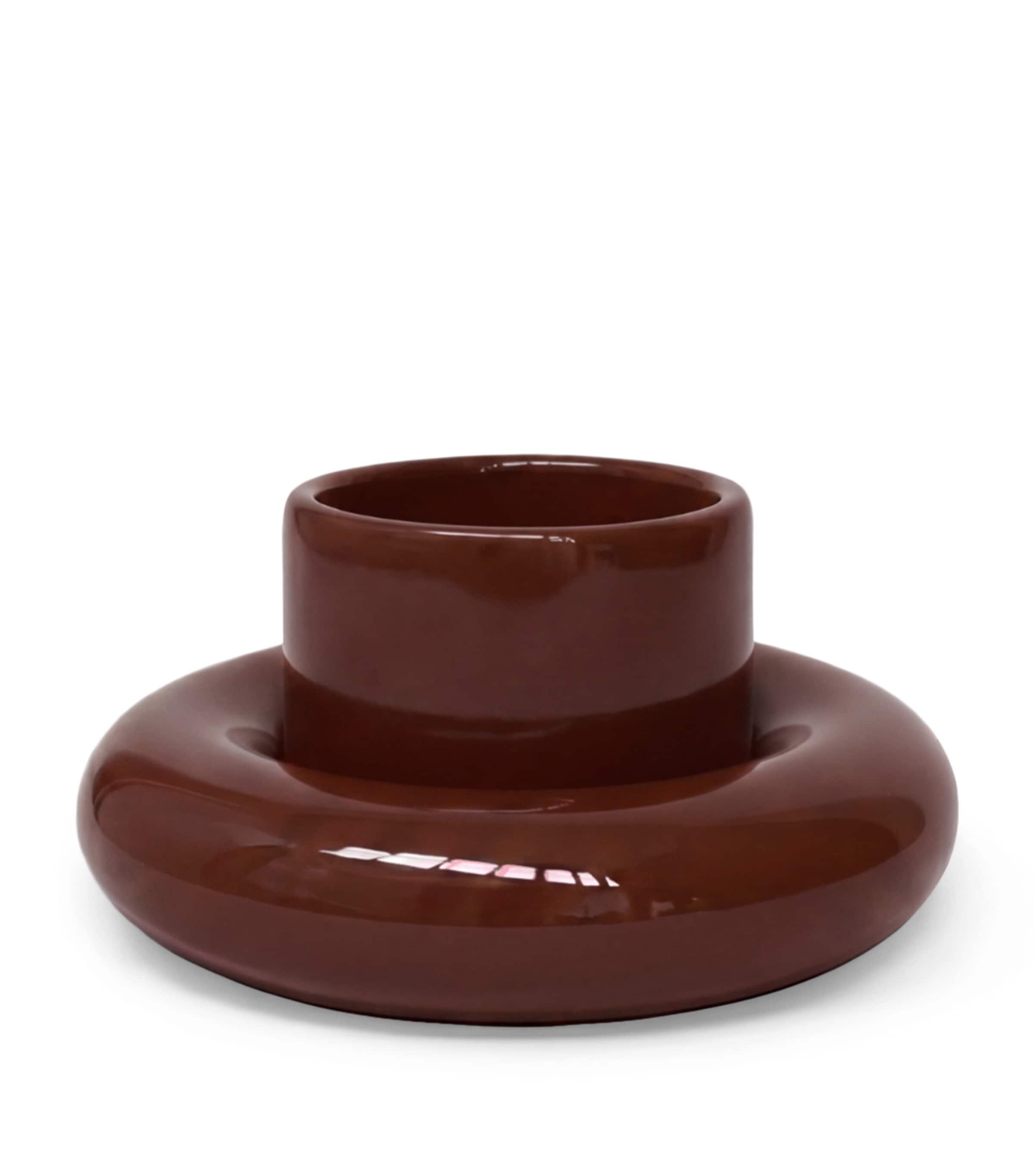 Gustaf Westman Mini Glazed Ceramic Chunky Cup and Saucer Brown