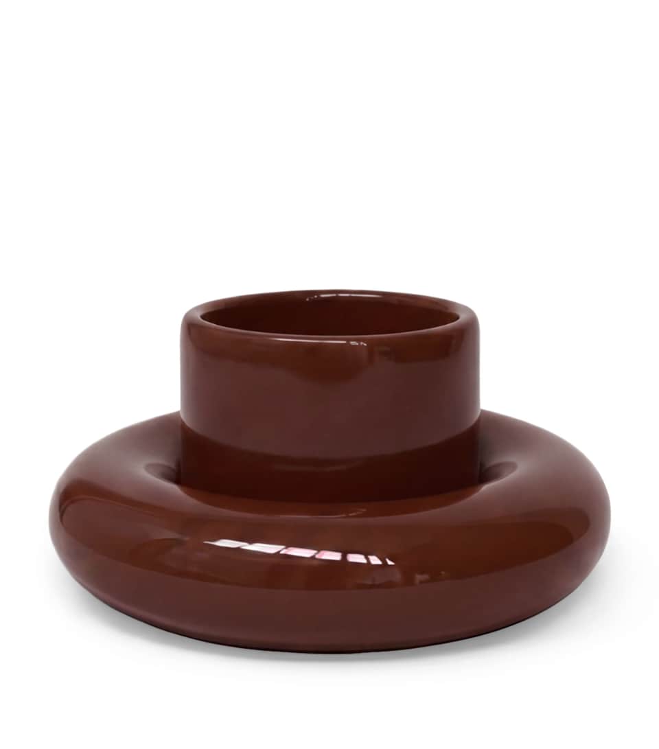 Gustaf Westman Mini Glazed Ceramic Chunky Cup and Saucer Brown