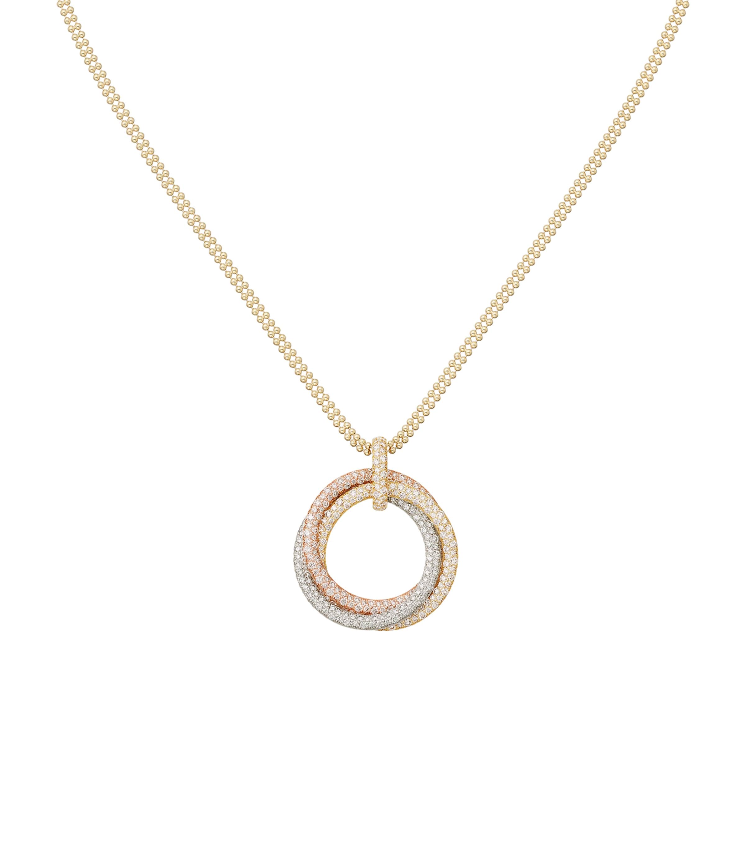 Mixed Gold and Diamond Trinity Necklace