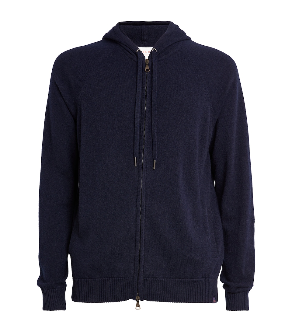 Derek Rose Mens Cashmere Finley Zip-Up Hoodie Nav/navy