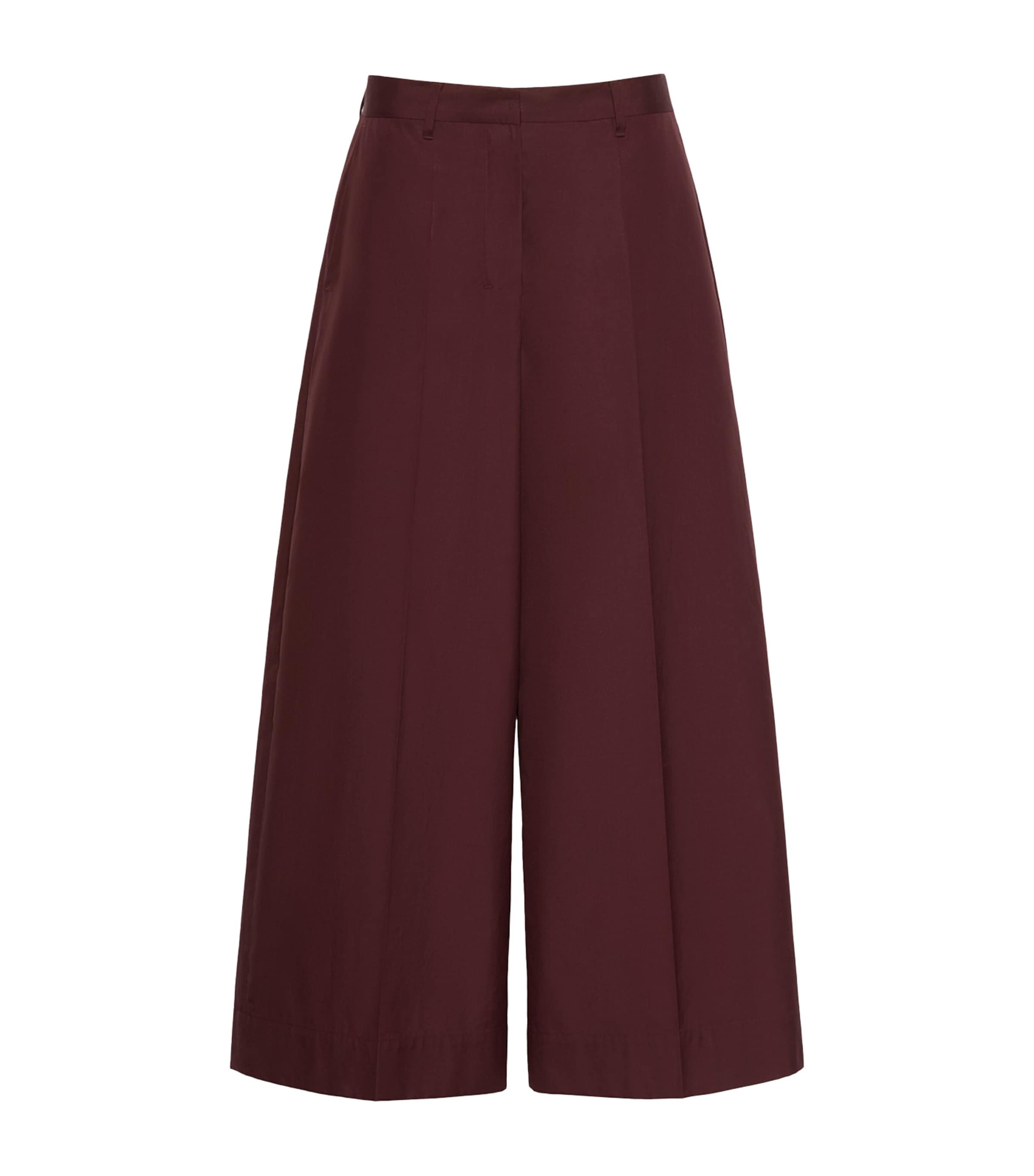 Max Mara Womens Cotton Poplin Wide-Leg Trousers Dark Red