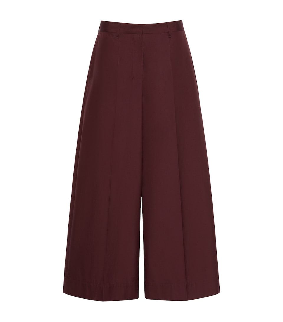 Max Mara Womens Cotton Poplin Wide-Leg Trousers Dark Red