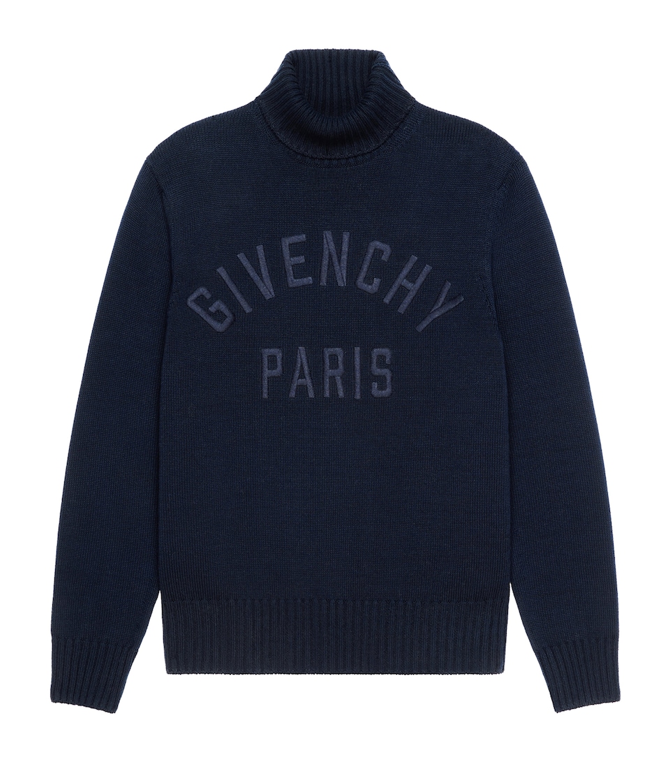 Givenchy Mens Cotton Logo Roll-Neck Sweater Dark Navy