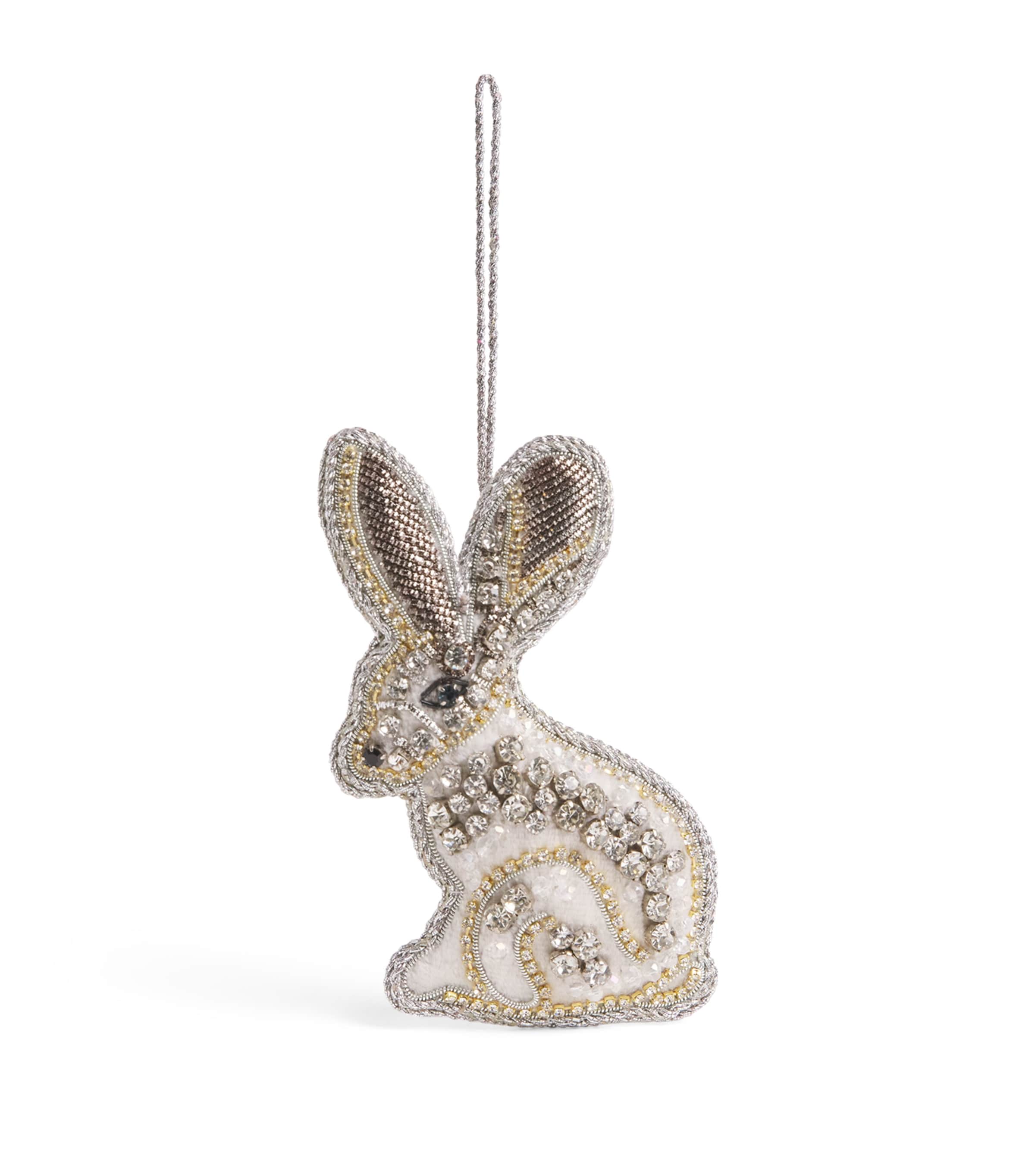 Tinker Tailor Crystal-Embellished Bunny Tree Decoration White & Silver