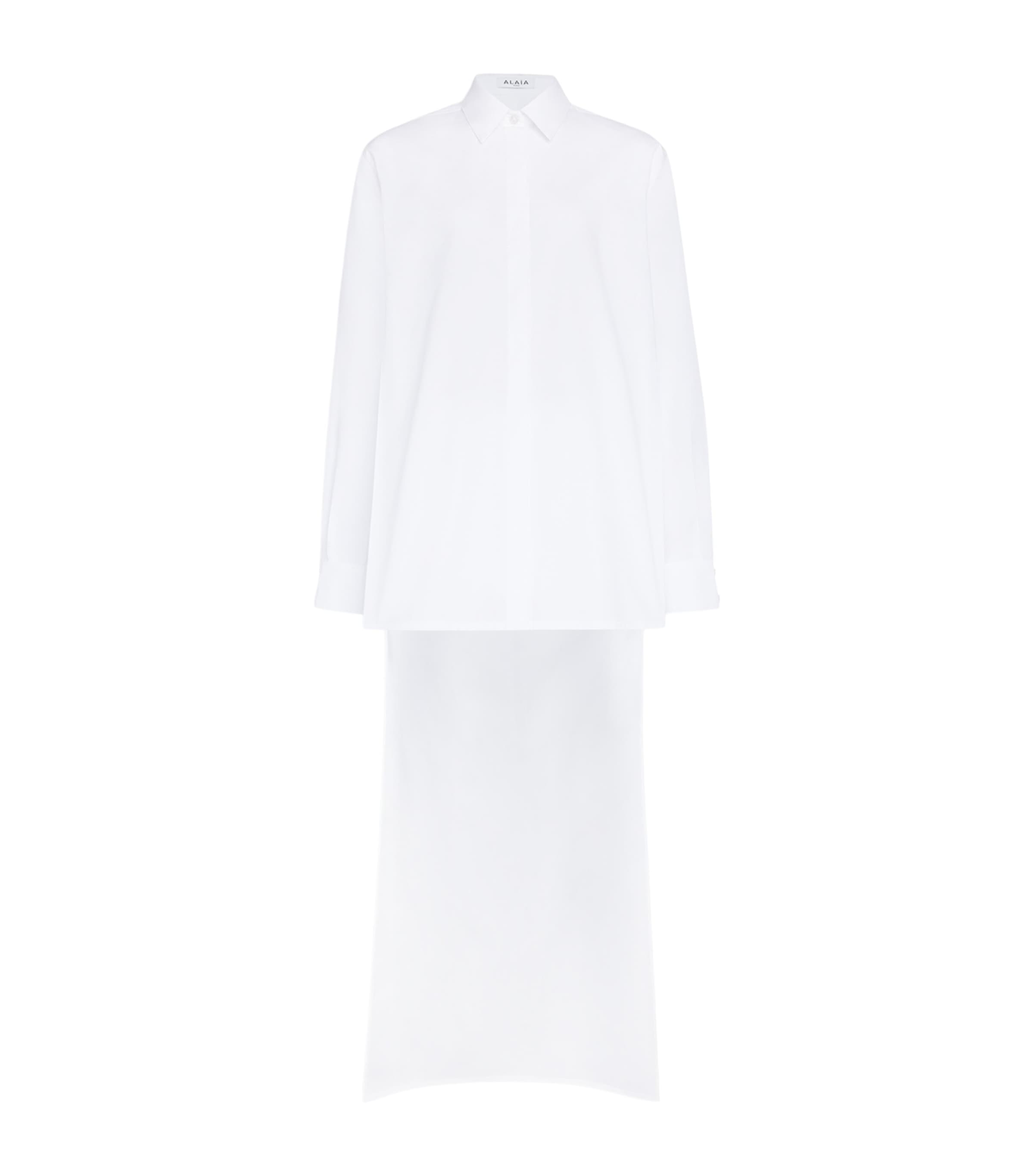 Alaïa Womens Cotton Poplin Asymmetric Shirt White