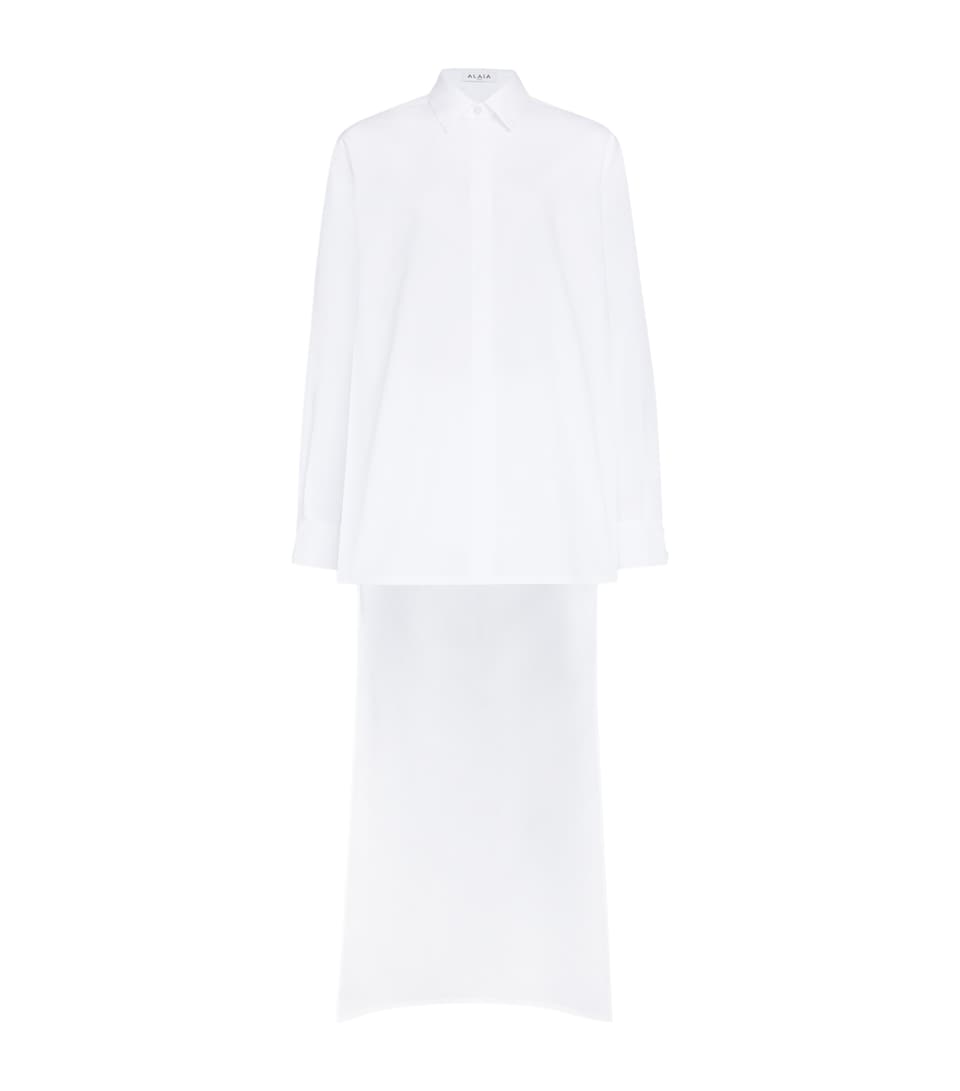 Alaïa Womens Cotton Poplin Asymmetric Shirt White
