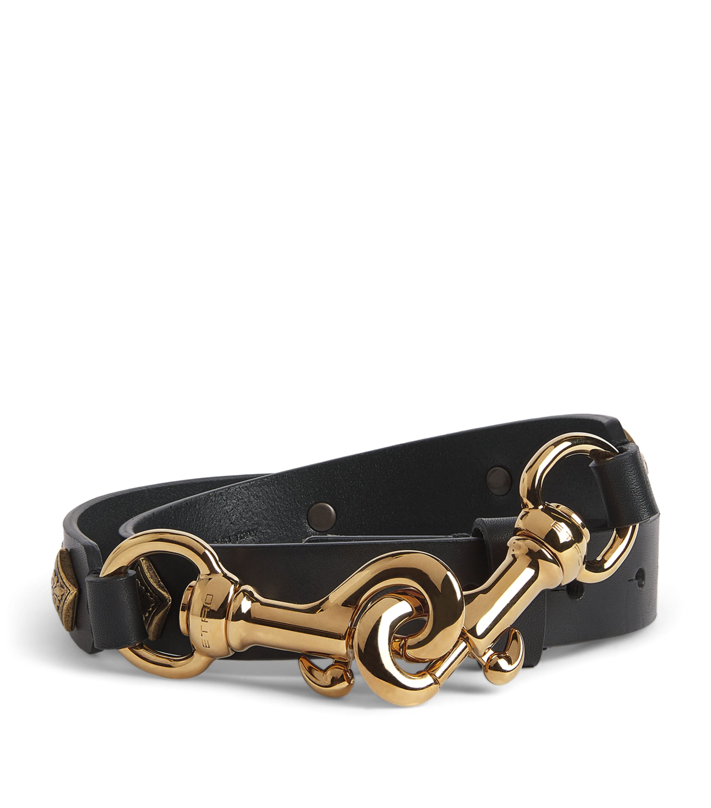 Etro Leather Studded Belt Black