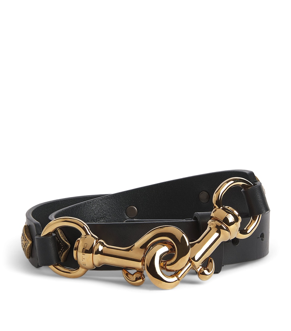 Etro Leather Studded Belt Black