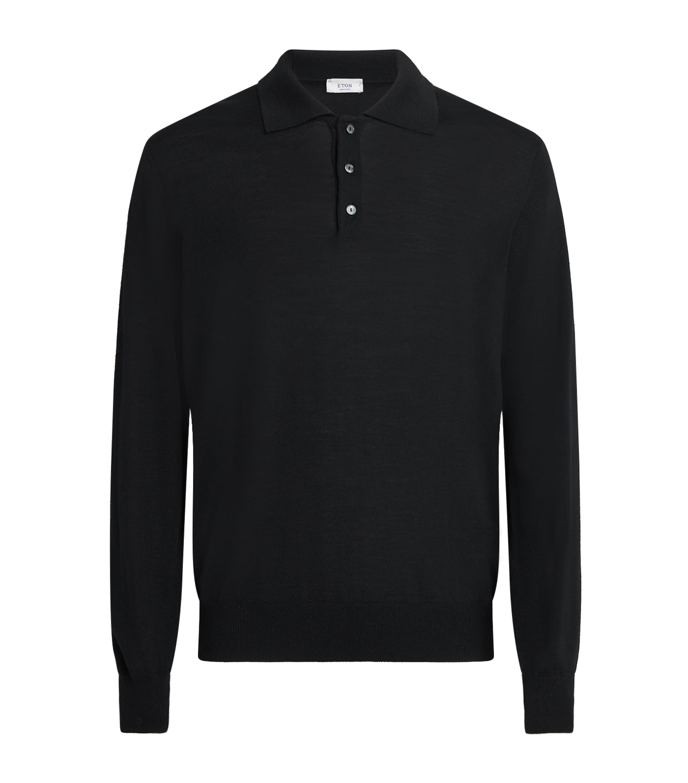 Eton Mens Wool Polo Sweater Black