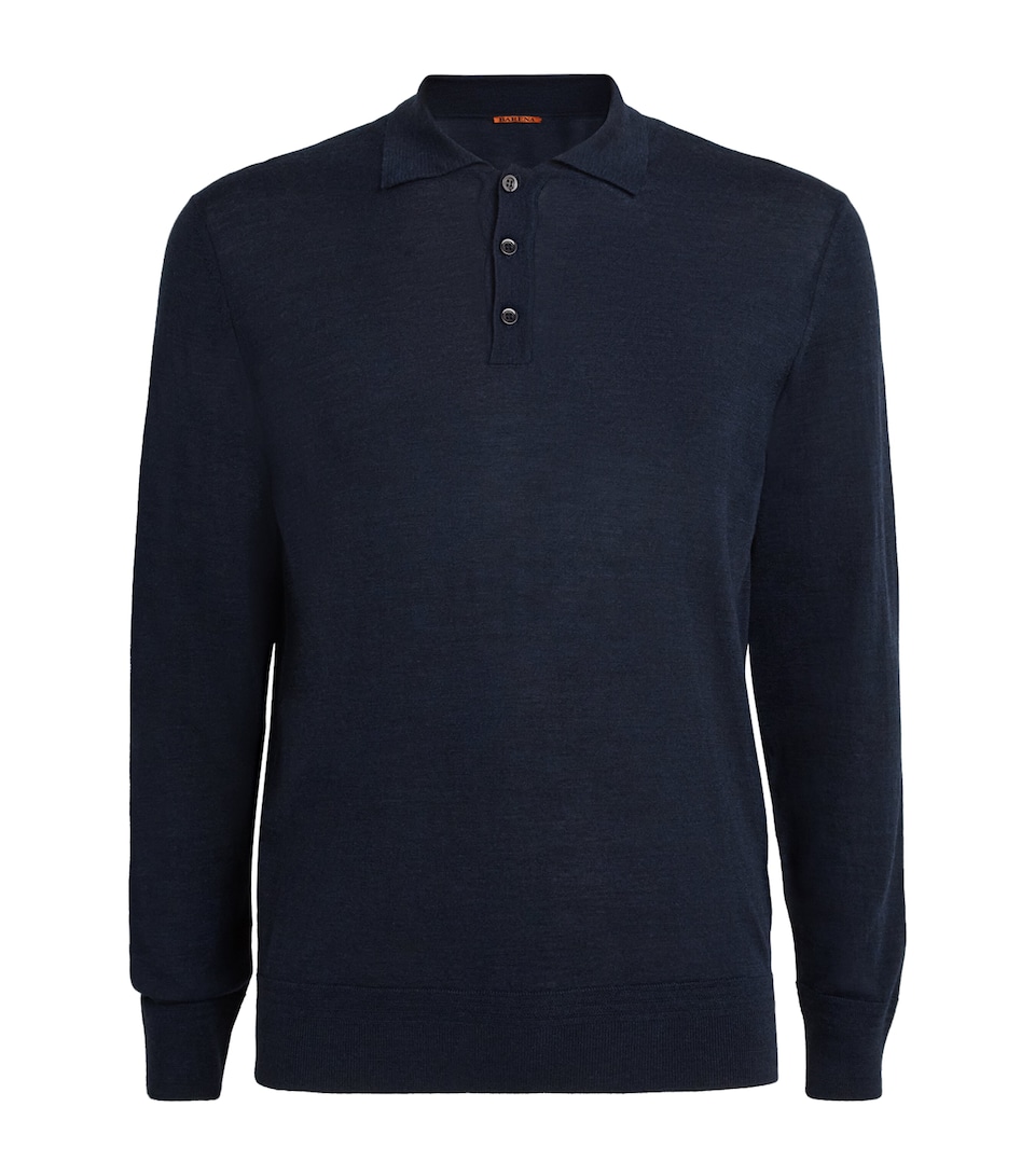 Barena Mens Merino Polo Shirt Navy
