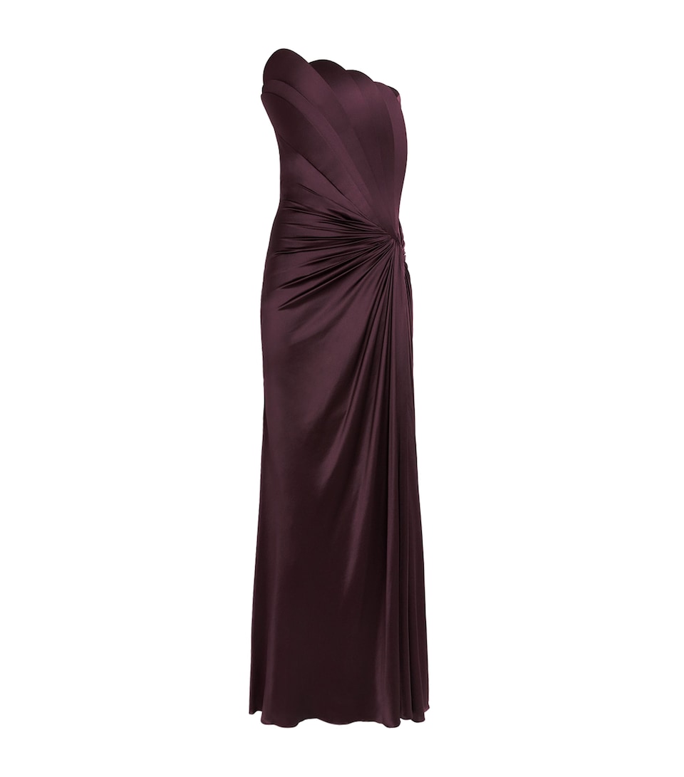 Gaurav Gupta Womens Silk Petal Gown Deep Plum