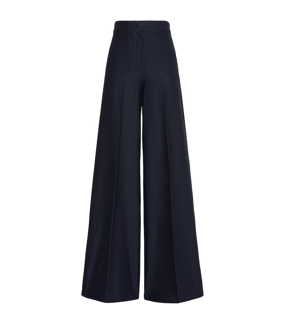 Max Mara Womens Cotton Wide-Leg Trousers Ultramarine