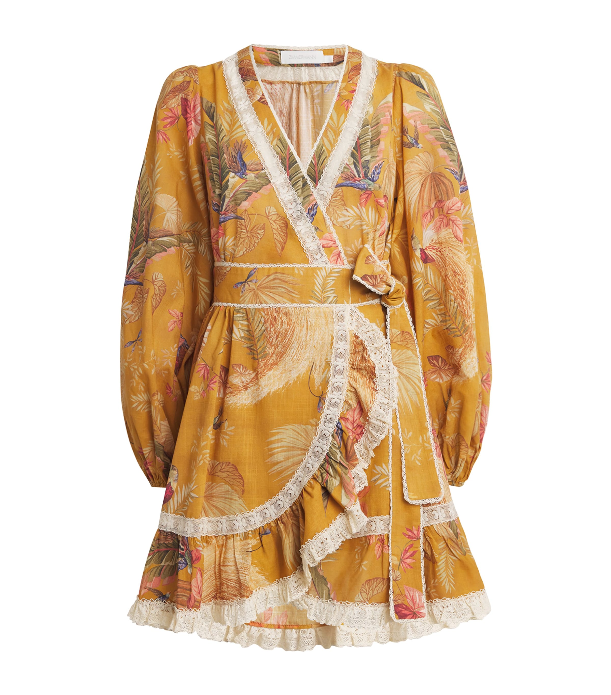 Cotton Palm Ascension Mini Wrap Dress