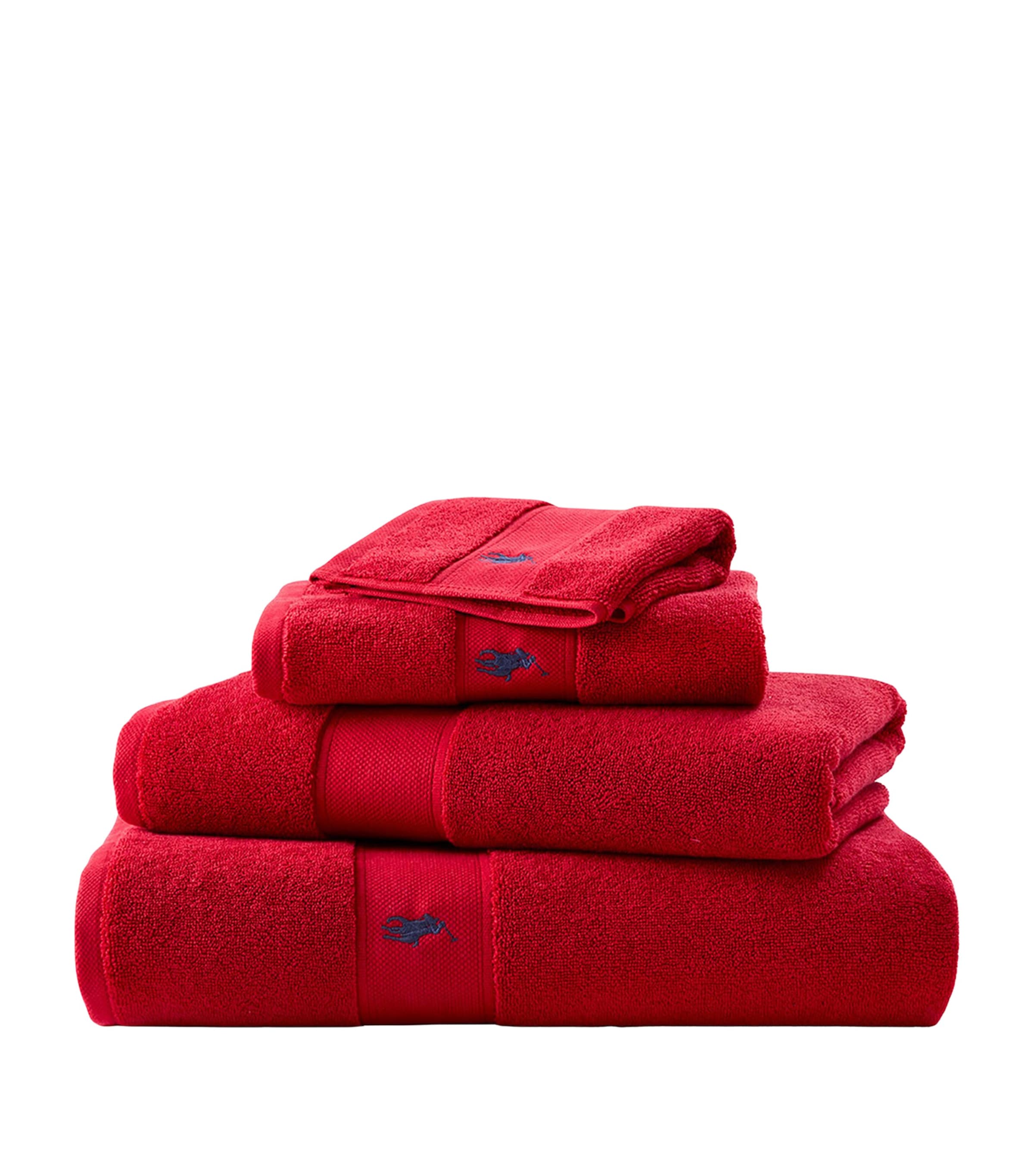 Ralph Lauren Home Polo Player Hand Towel (50cm x 100cm) Red