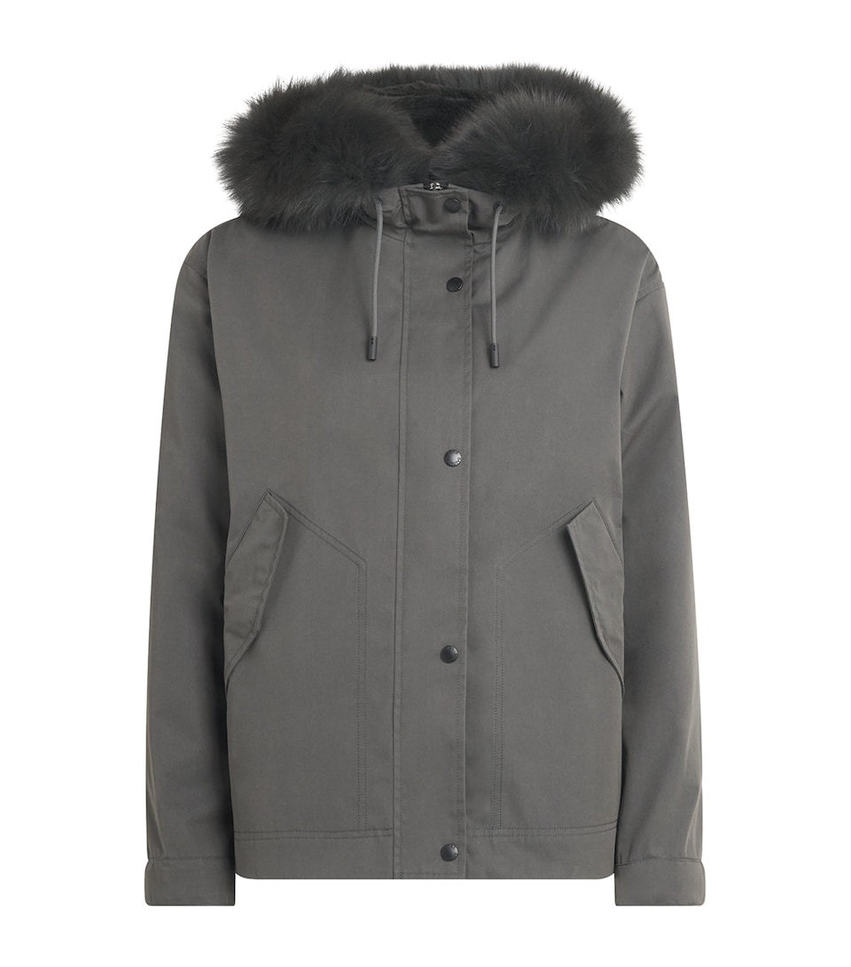 Yves Salomon Womens Down Fur-Trim Technical Parka Coat