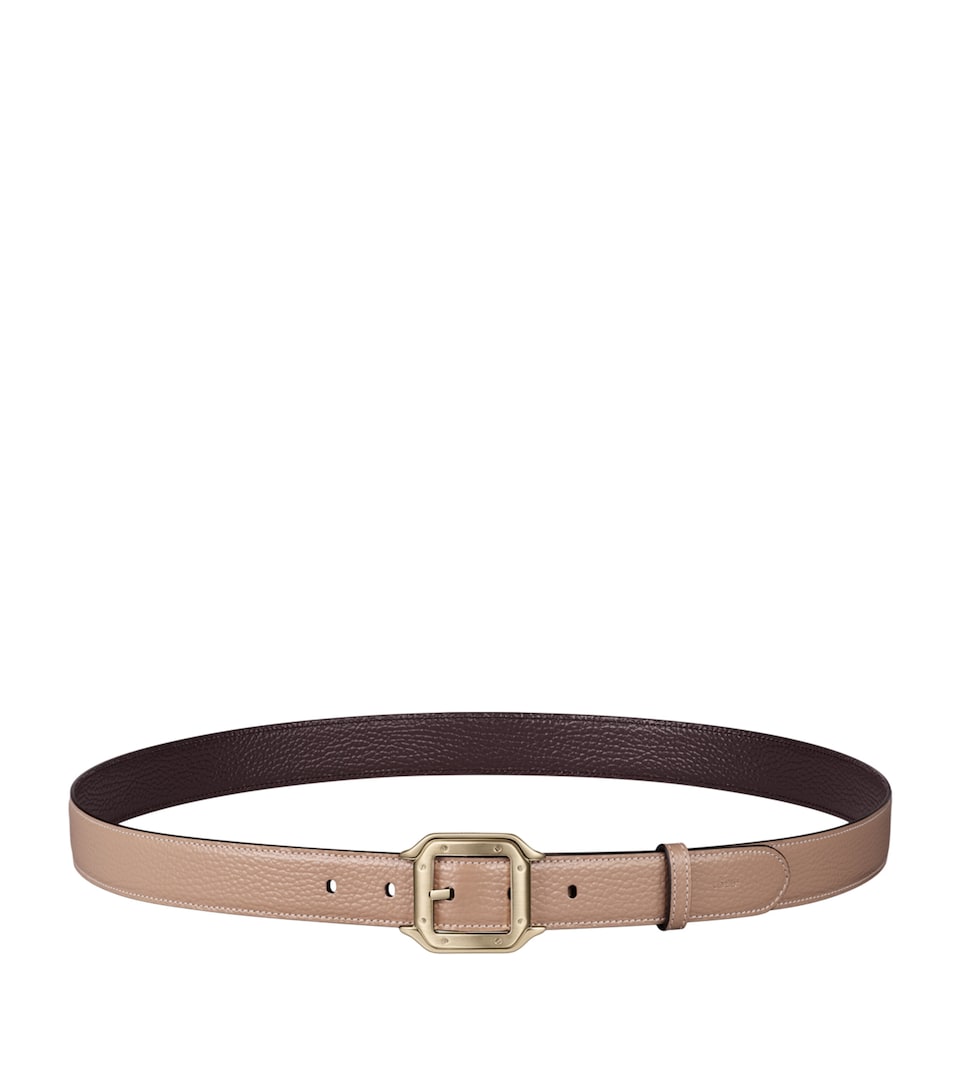 Cartier Leather Reversible Santos de Cartier Belt Latte/ebony
