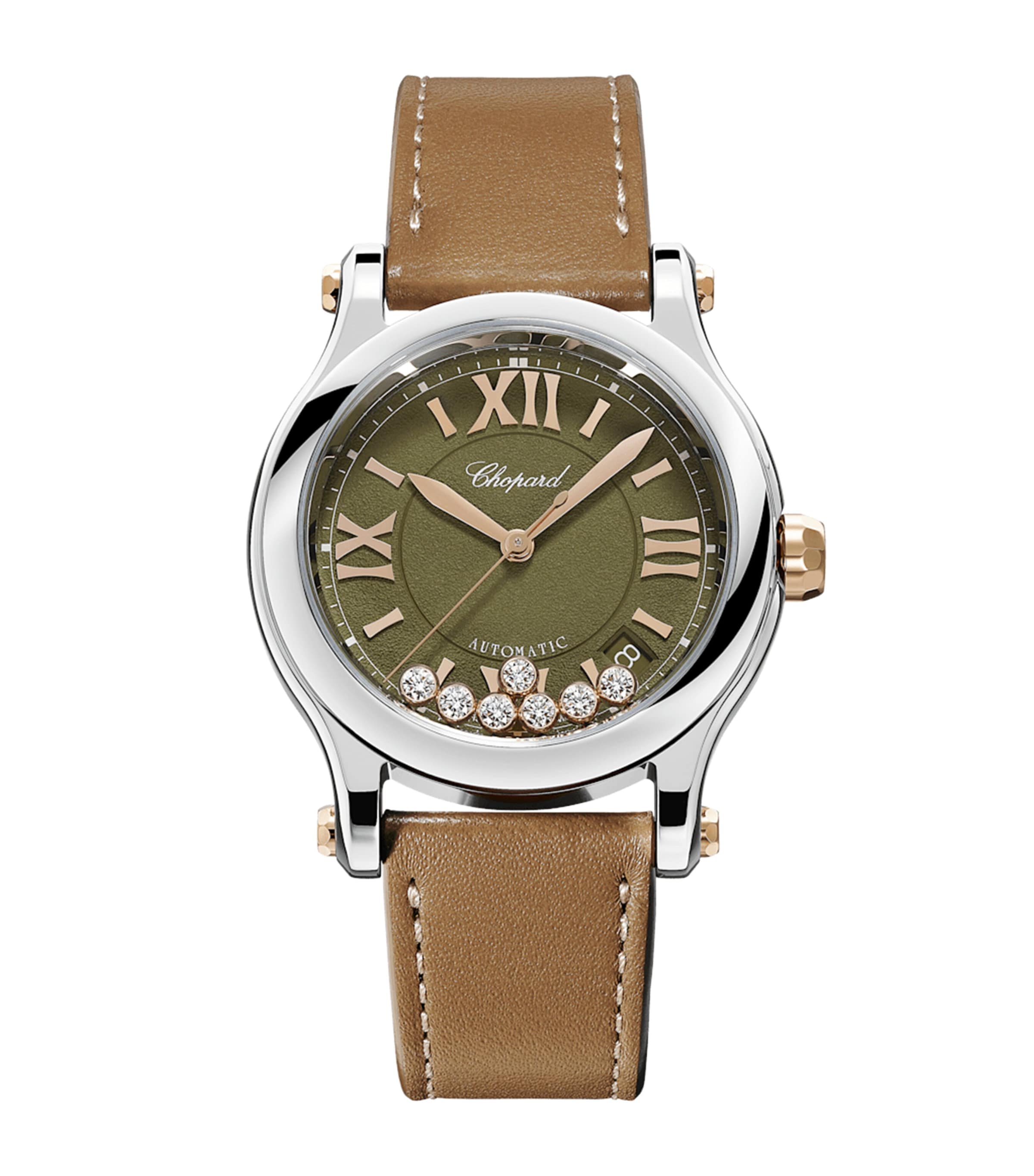 Rose Gold, Stainless Steel and Diamond Happy Sport Watch 36mm