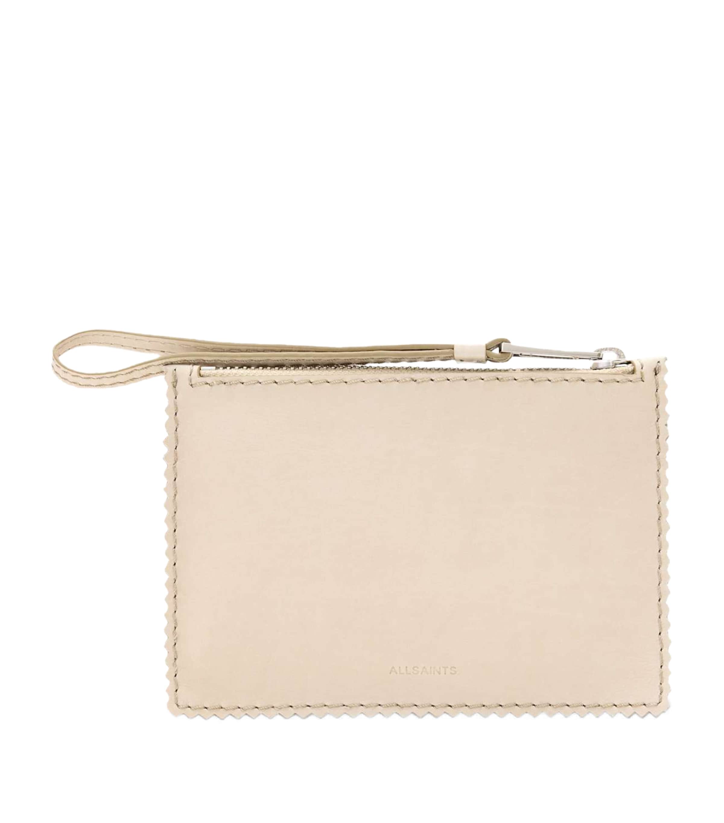 AllSaints Mini Leather Siloh Pouch Antique White