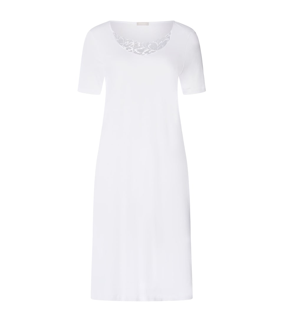 Hanro Womens Cotton Lace-Trim Belen Nightdress White
