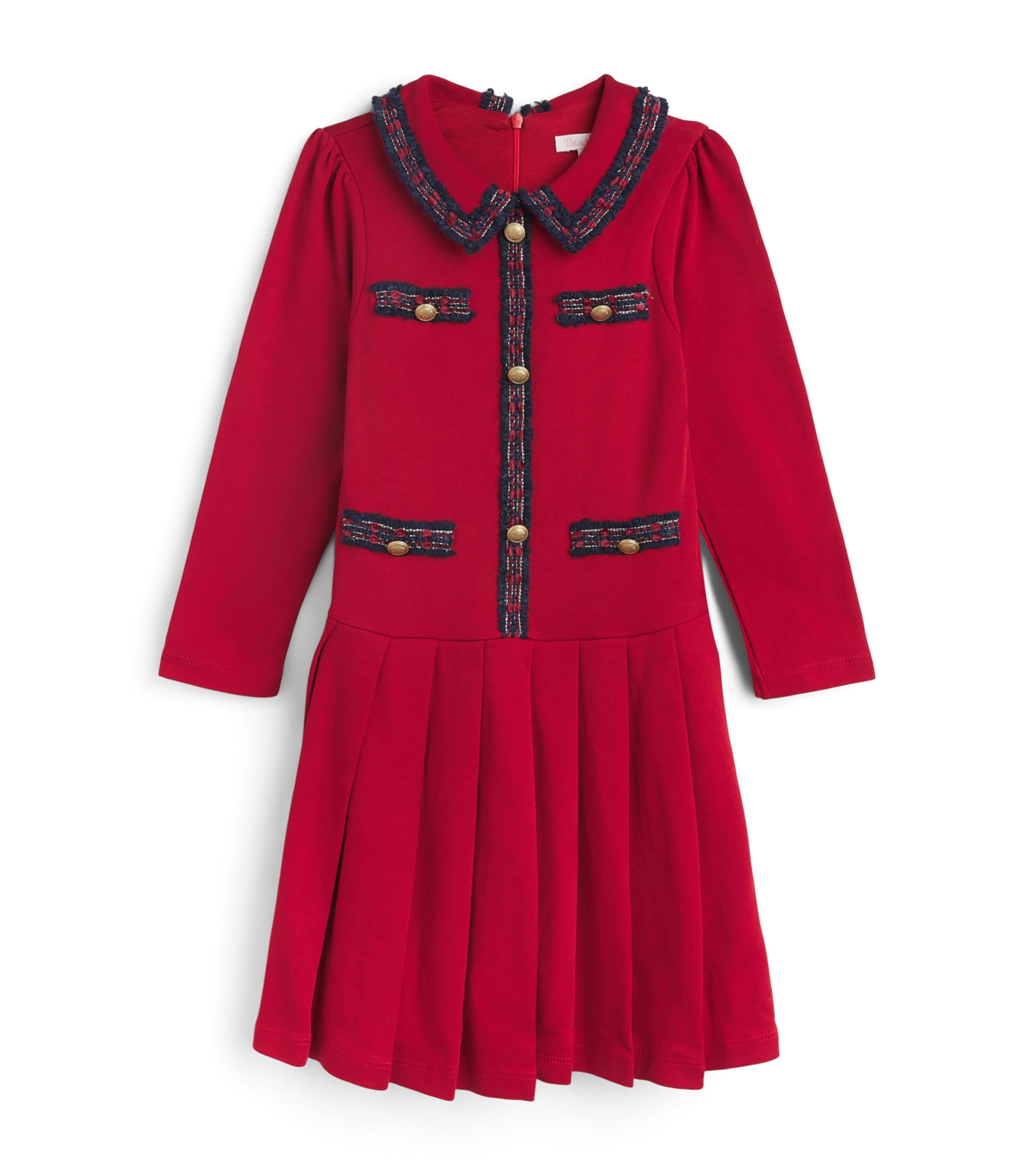 Patachou Collared Tartan-Trim Dress  (3-12 Years)