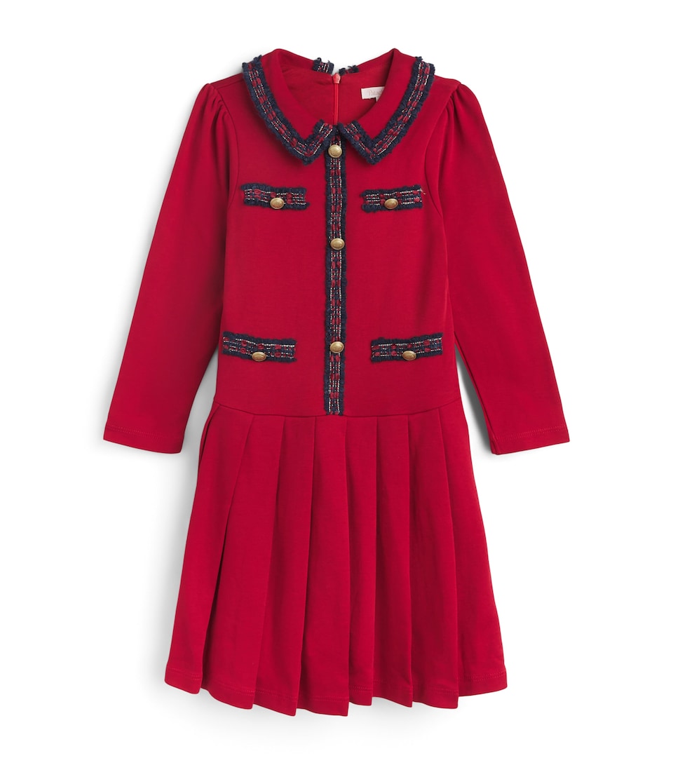 Patachou Collared Tartan-Trim Dress (3-12 Years)