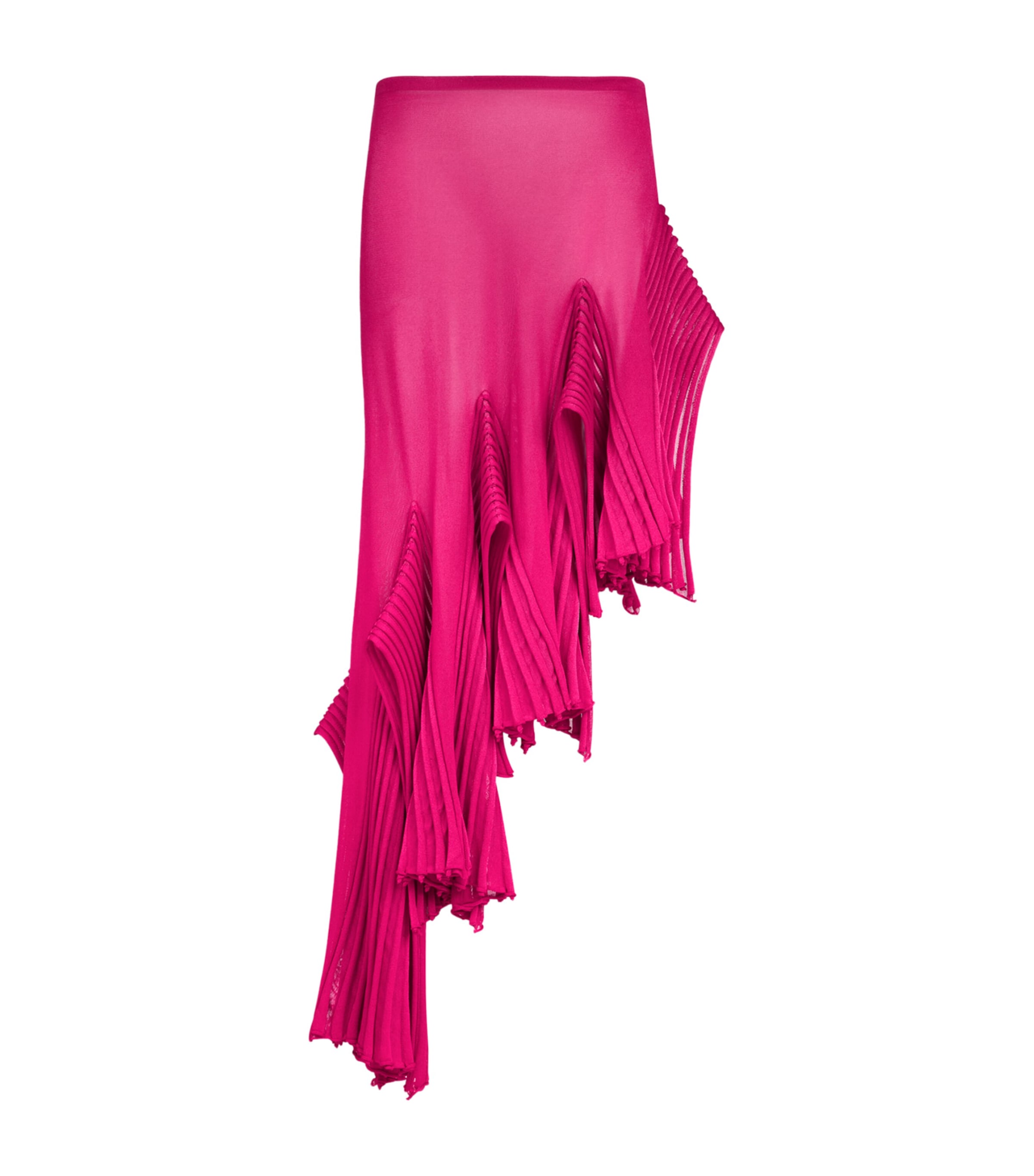 Alaïa Womens Asymmetric Leaf Midi Skirt Bougainvillea