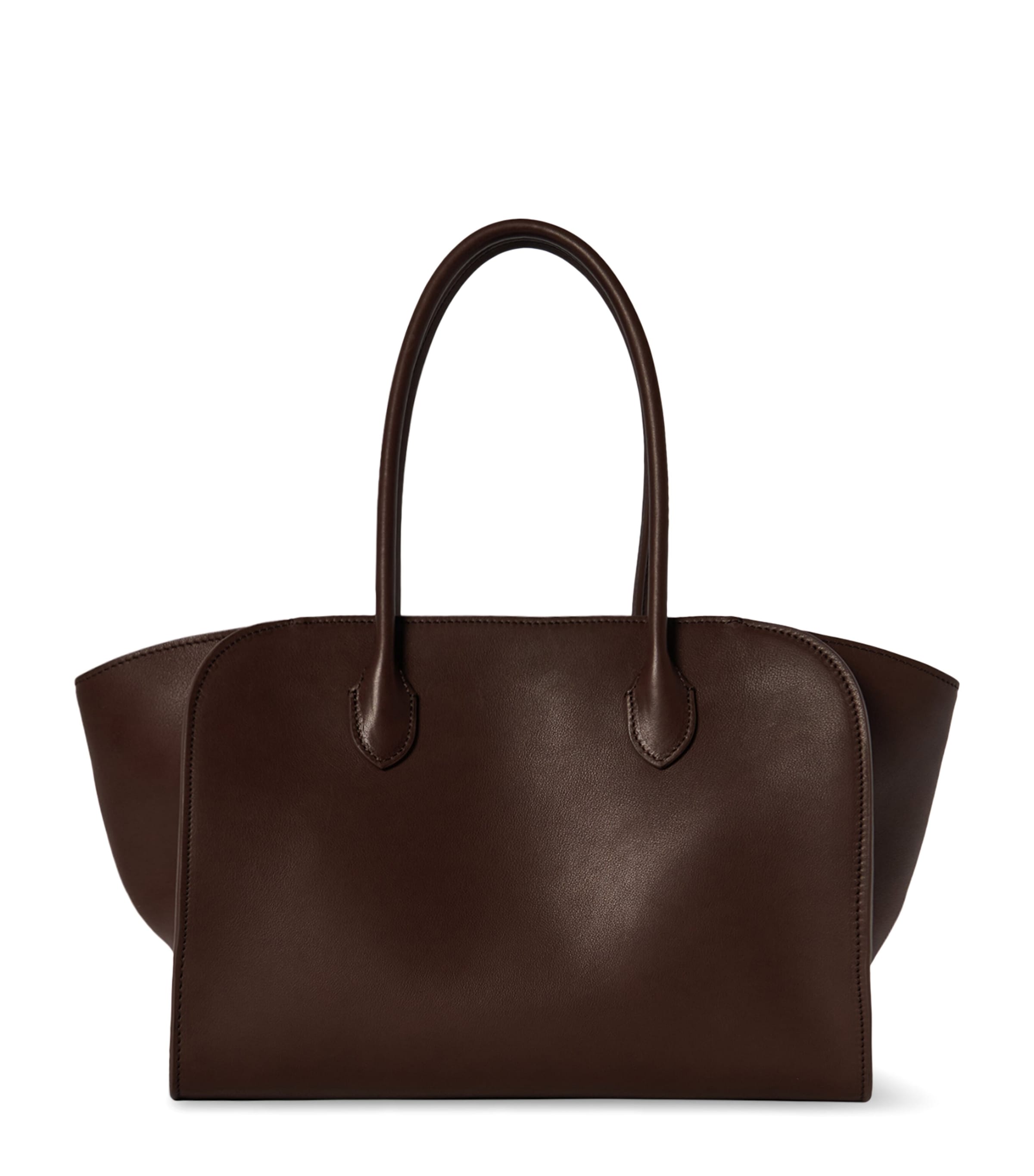 The Row Marlo Leather Top-Handle Bag Deep Brown Ans