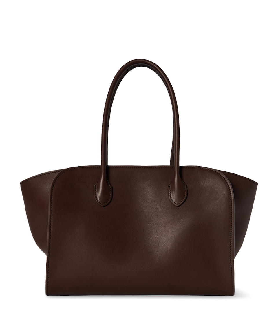 The Row Marlo Leather Top-Handle Bag Deep Brown Ans