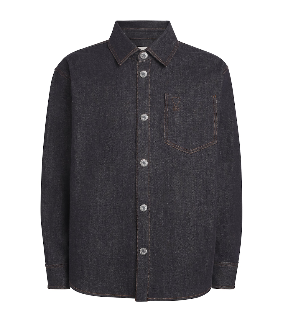 AMI Paris Mens Denim Ami de Coeur Overshirt Indigo