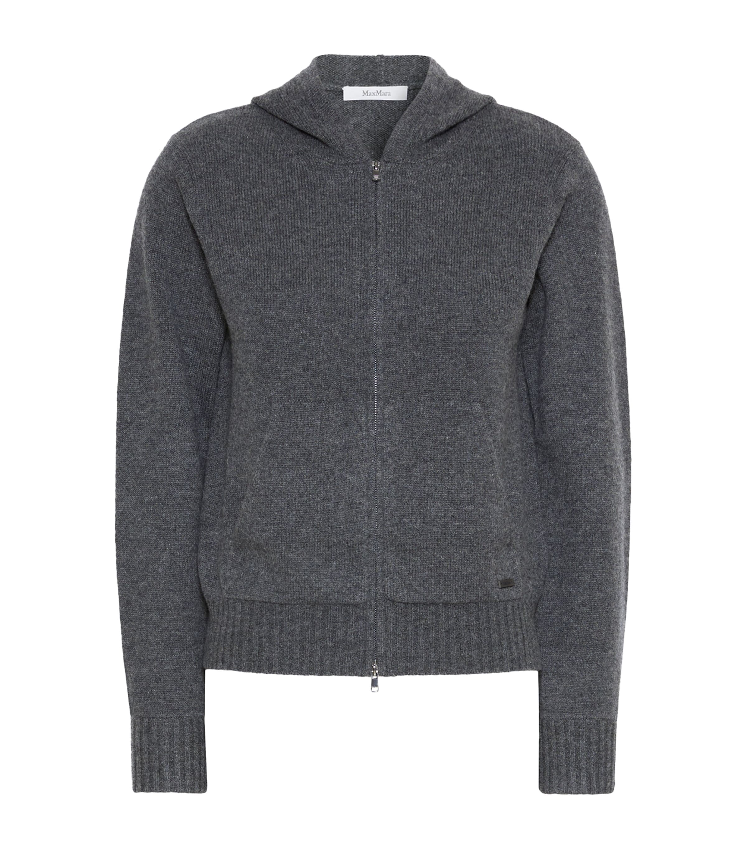 Max Mara Womens Cashmere Hooded Zip-Up Cardigan Dark Grey