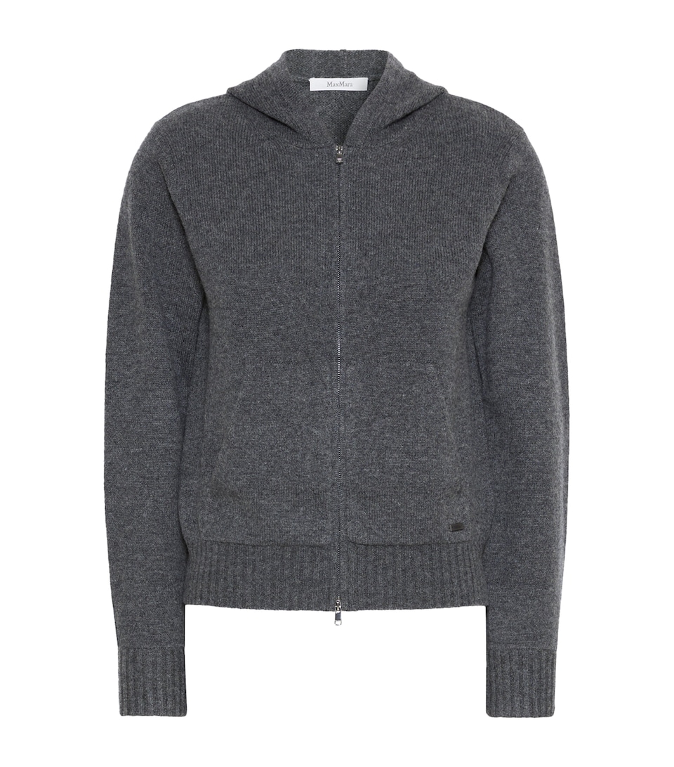 Max Mara Womens Cashmere Hooded Zip-Up Cardigan Dark Grey