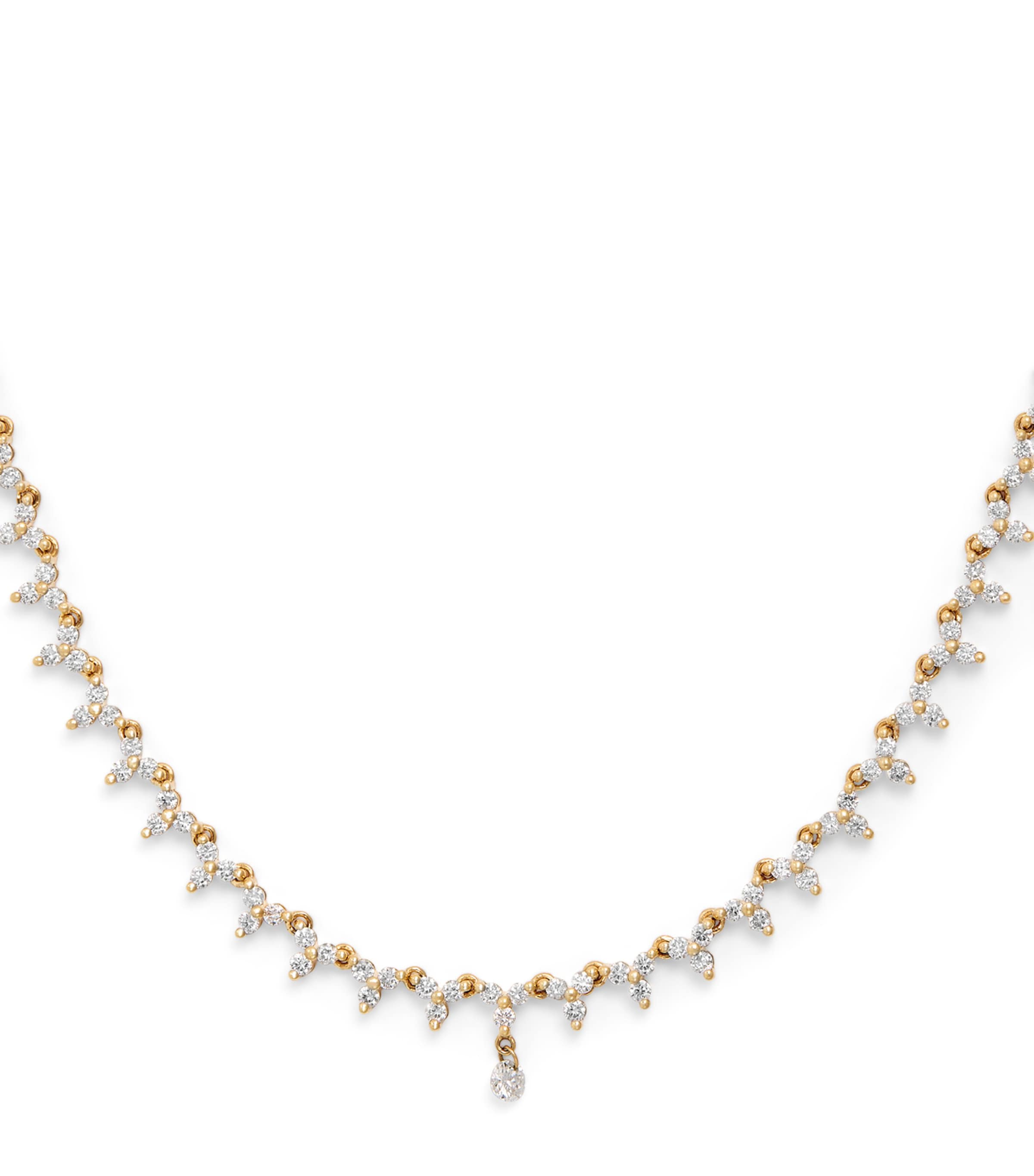 Yellow Gold and Diamond Triangle Tennis Necklace