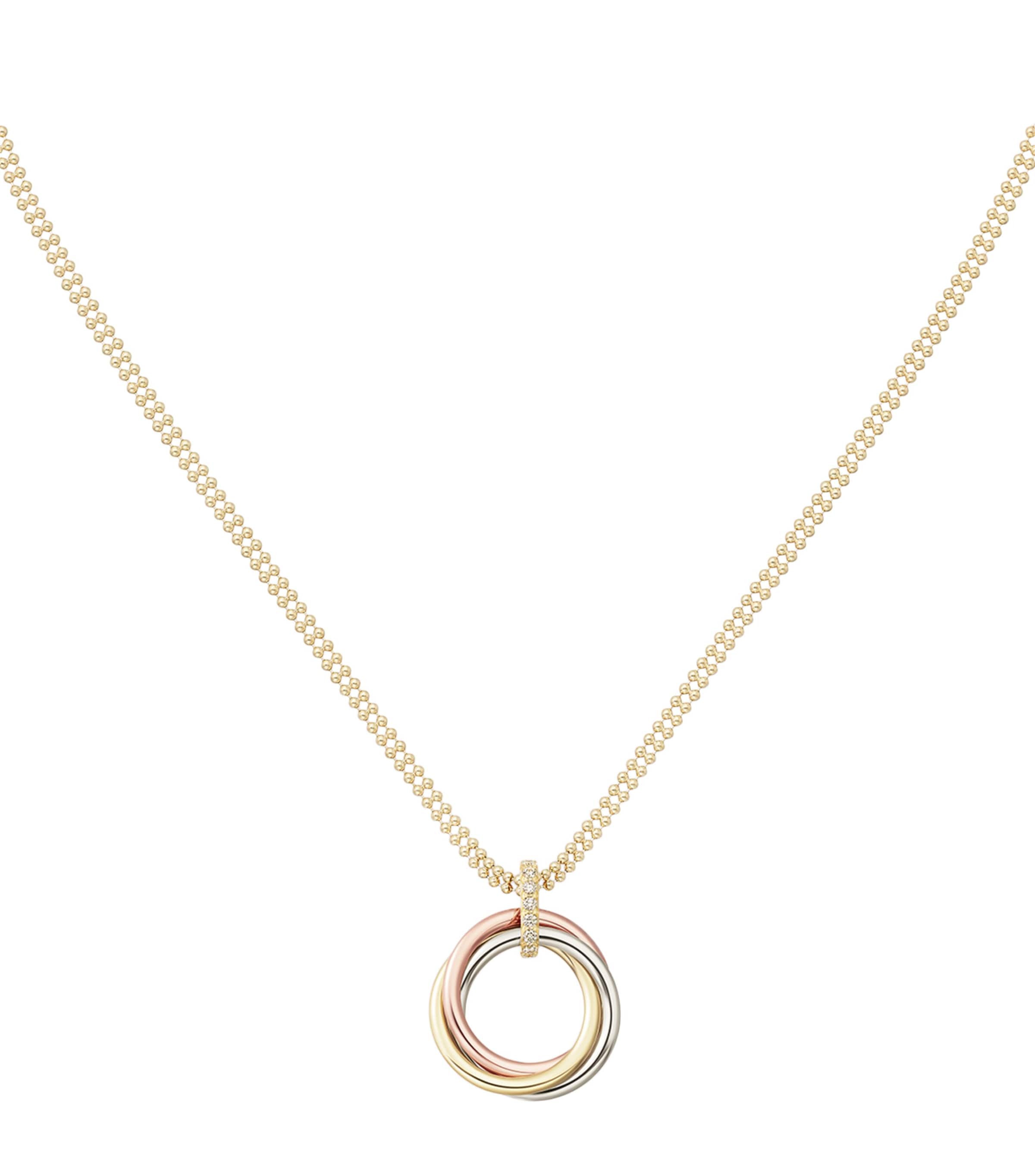 Cartier White, Yellow, Rose Gold and Diamond Trinity Necklace Mixed Gold