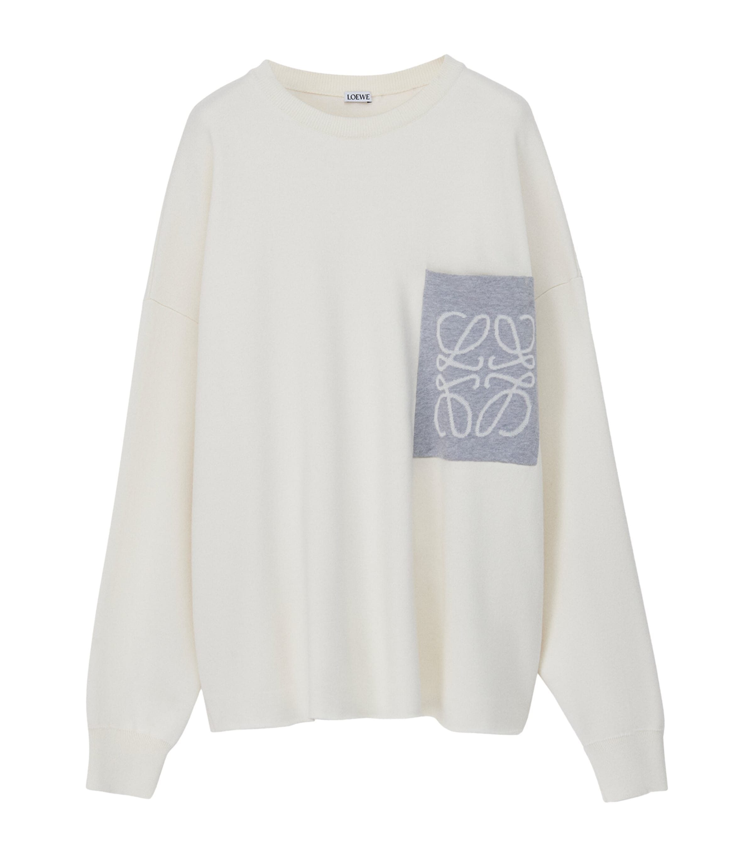 LOEWE Mens Cotton-Blend Anagram Sweater Beige/grey