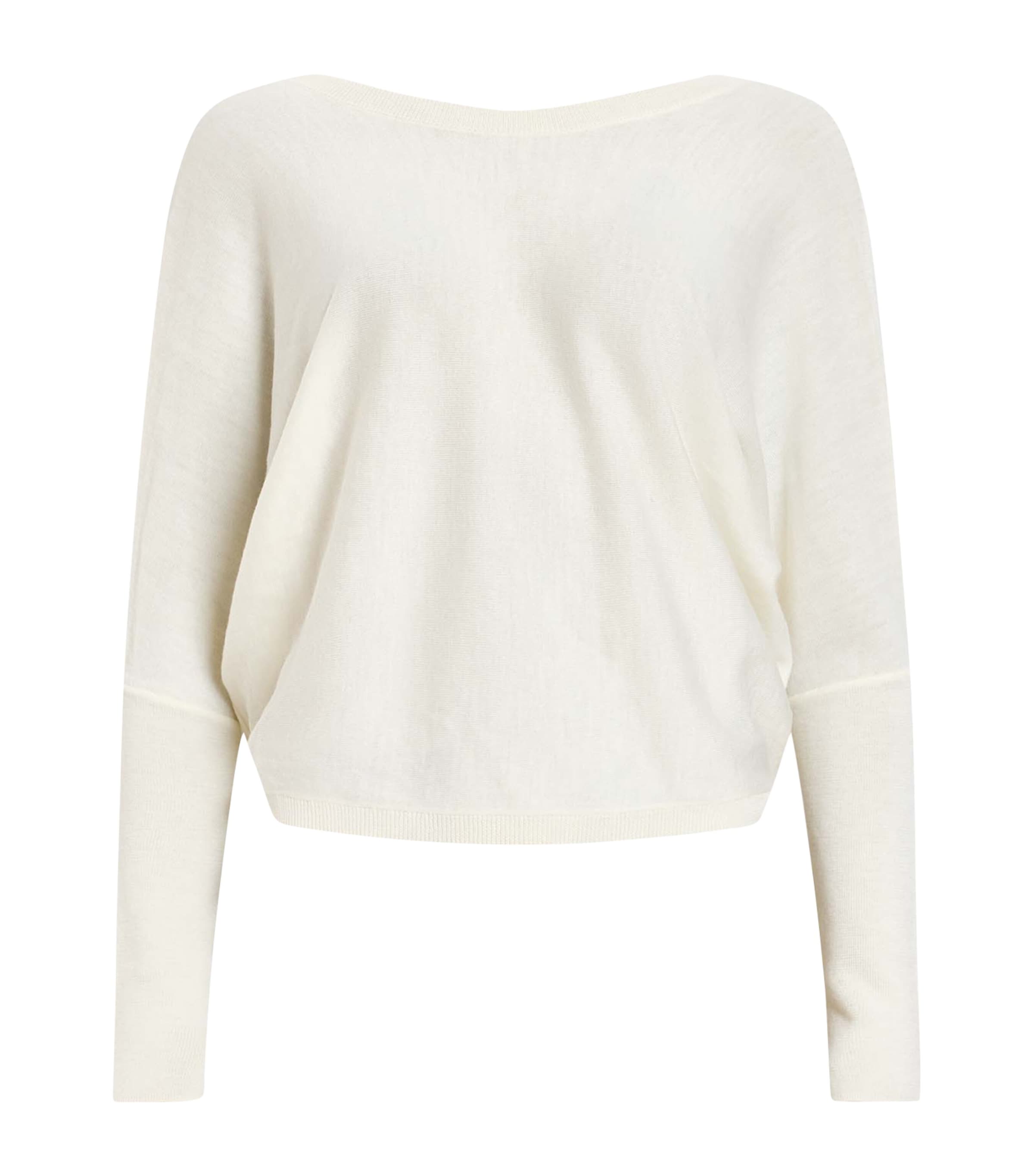 AllSaints Womens Wool Julieana Wrap Sweater Chalk White