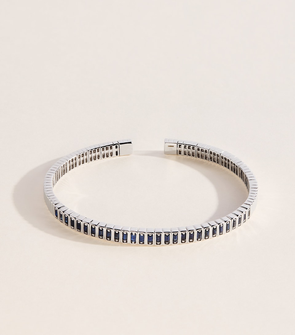Suzanne Kalan White Gold and Sapphire Inlay Bangle Wg/db
