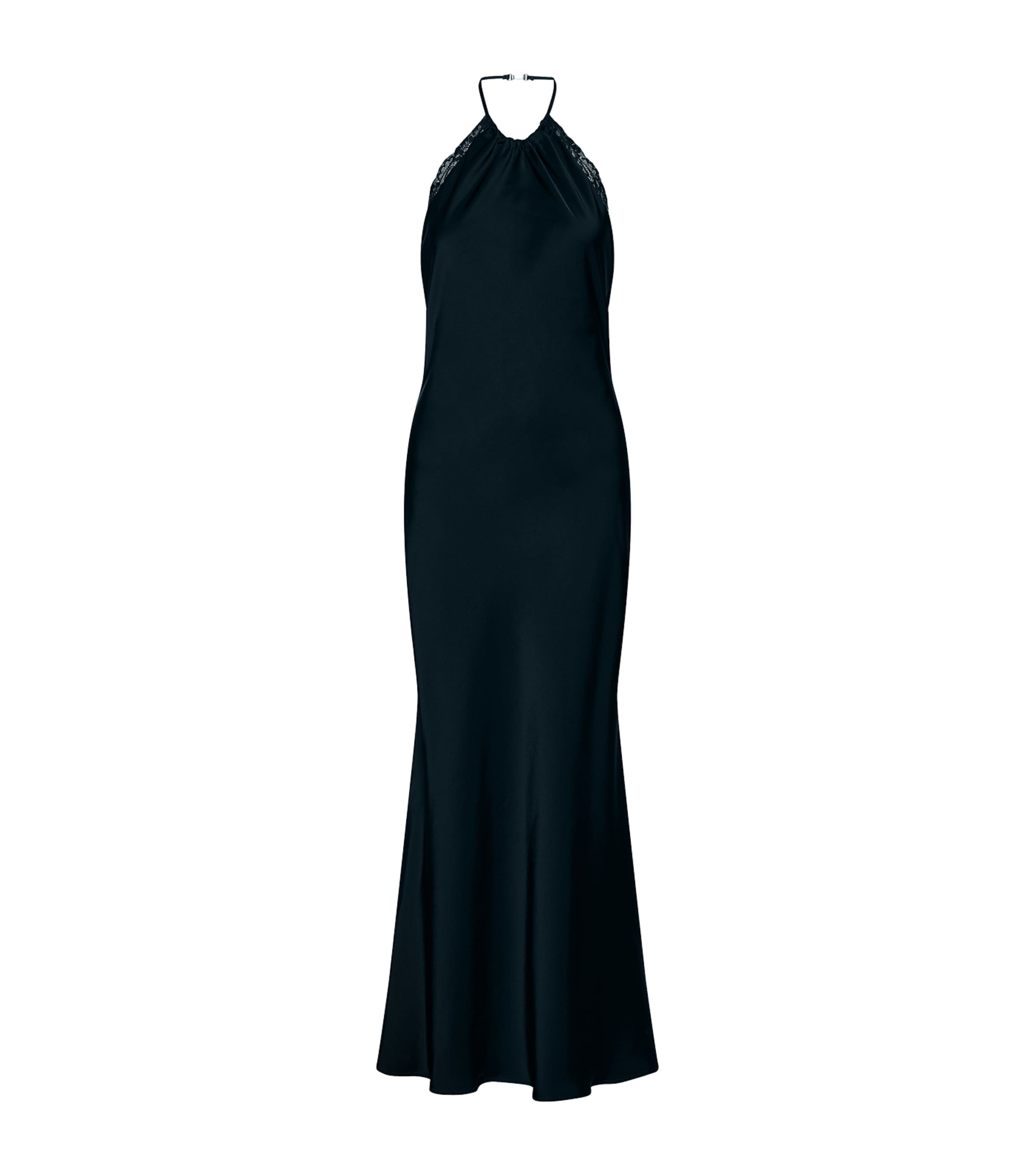 Marella Womens Satin Halter-Neck Maxi Dress Black