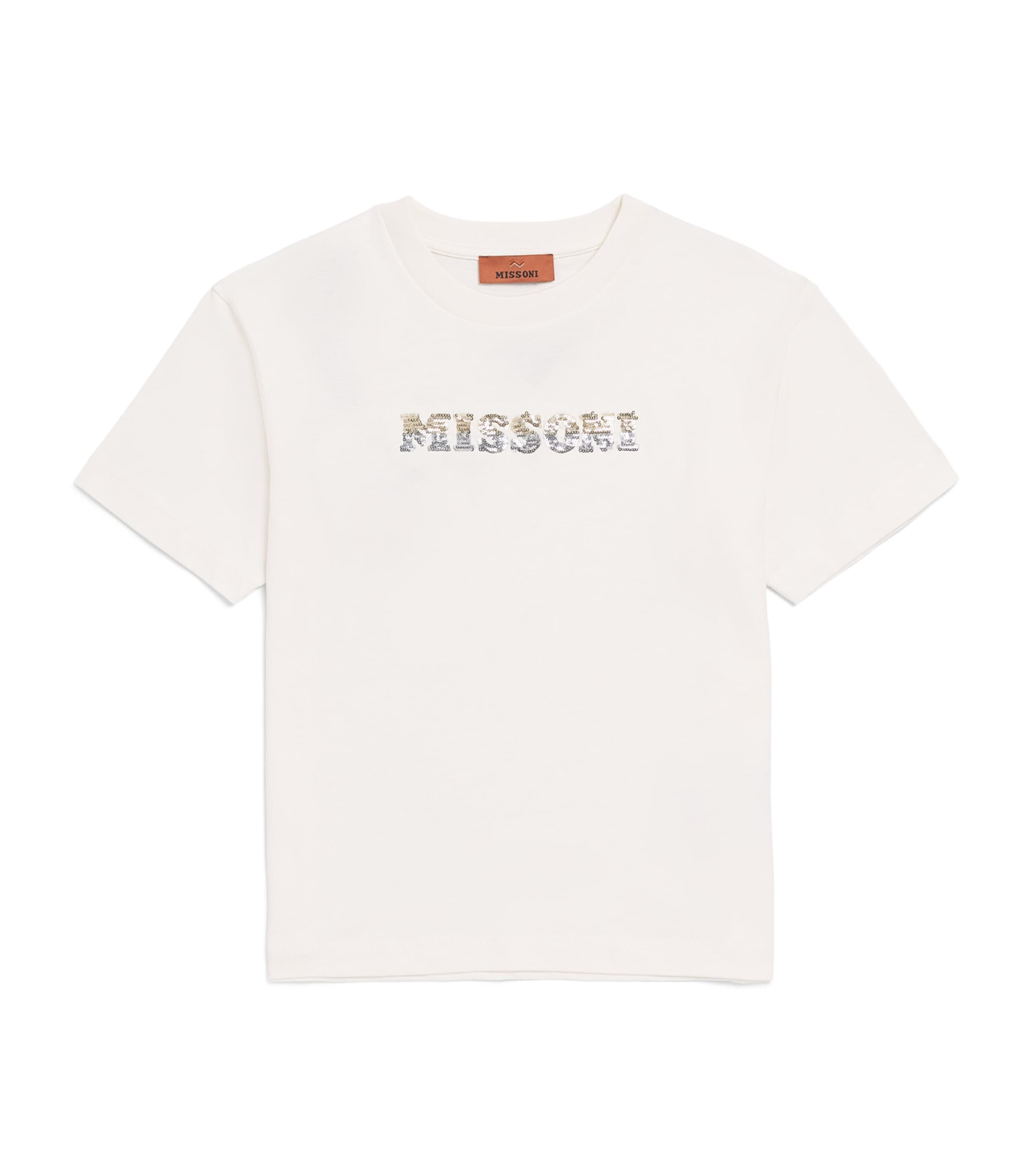 Missoni Kids Cotton Sequin Logo T-Shirt (4-14 Years) Ivory