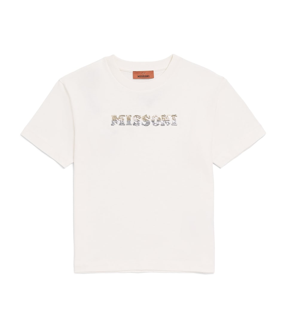 Missoni Kids Cotton Sequin Logo T-Shirt (4-14 Years) Ivory