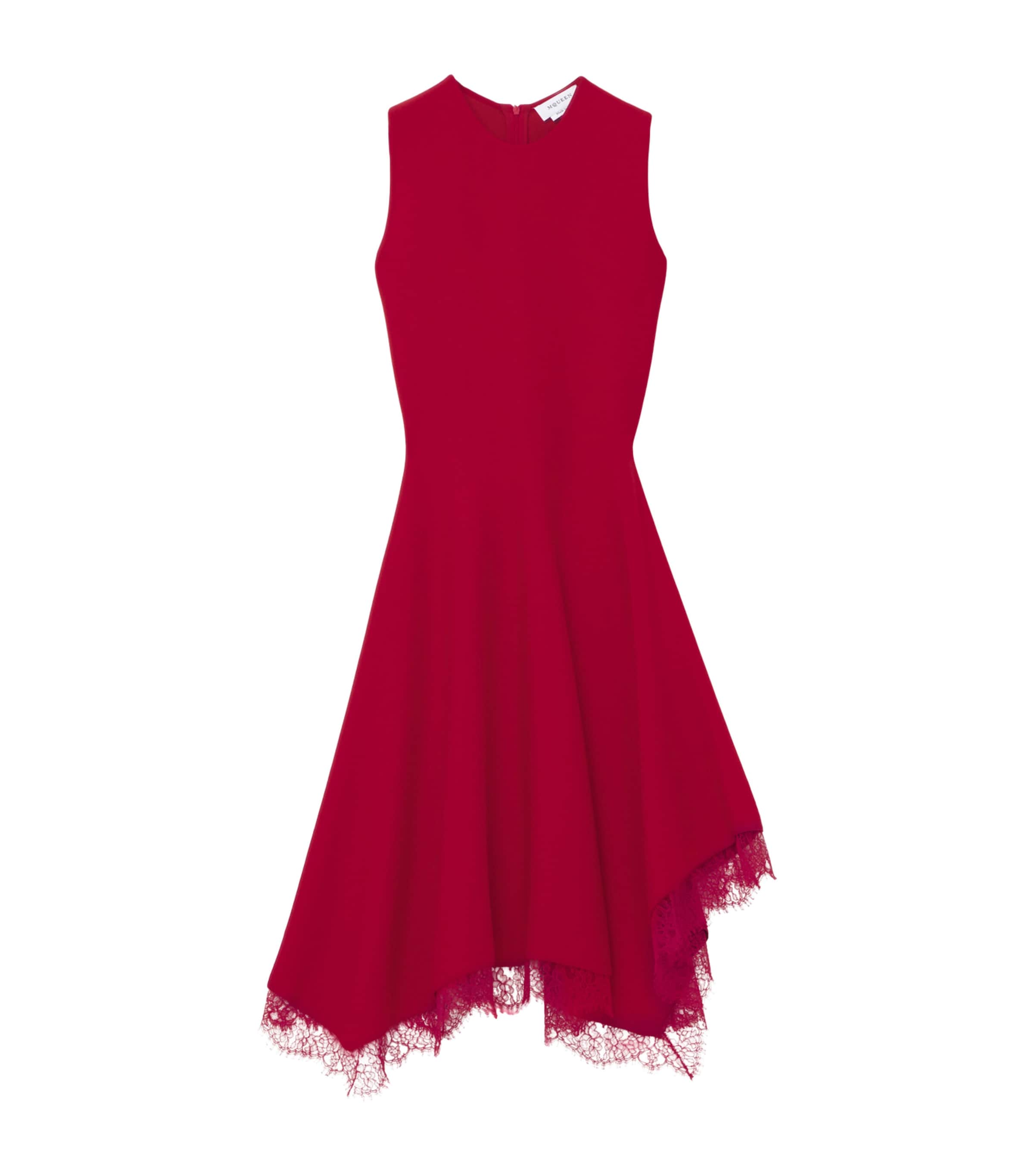 McQueen Womens Lace-Hem Sleeveless Midi Dress