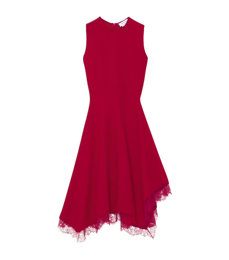 McQueen Womens Lace-Hem Sleeveless Midi Dress