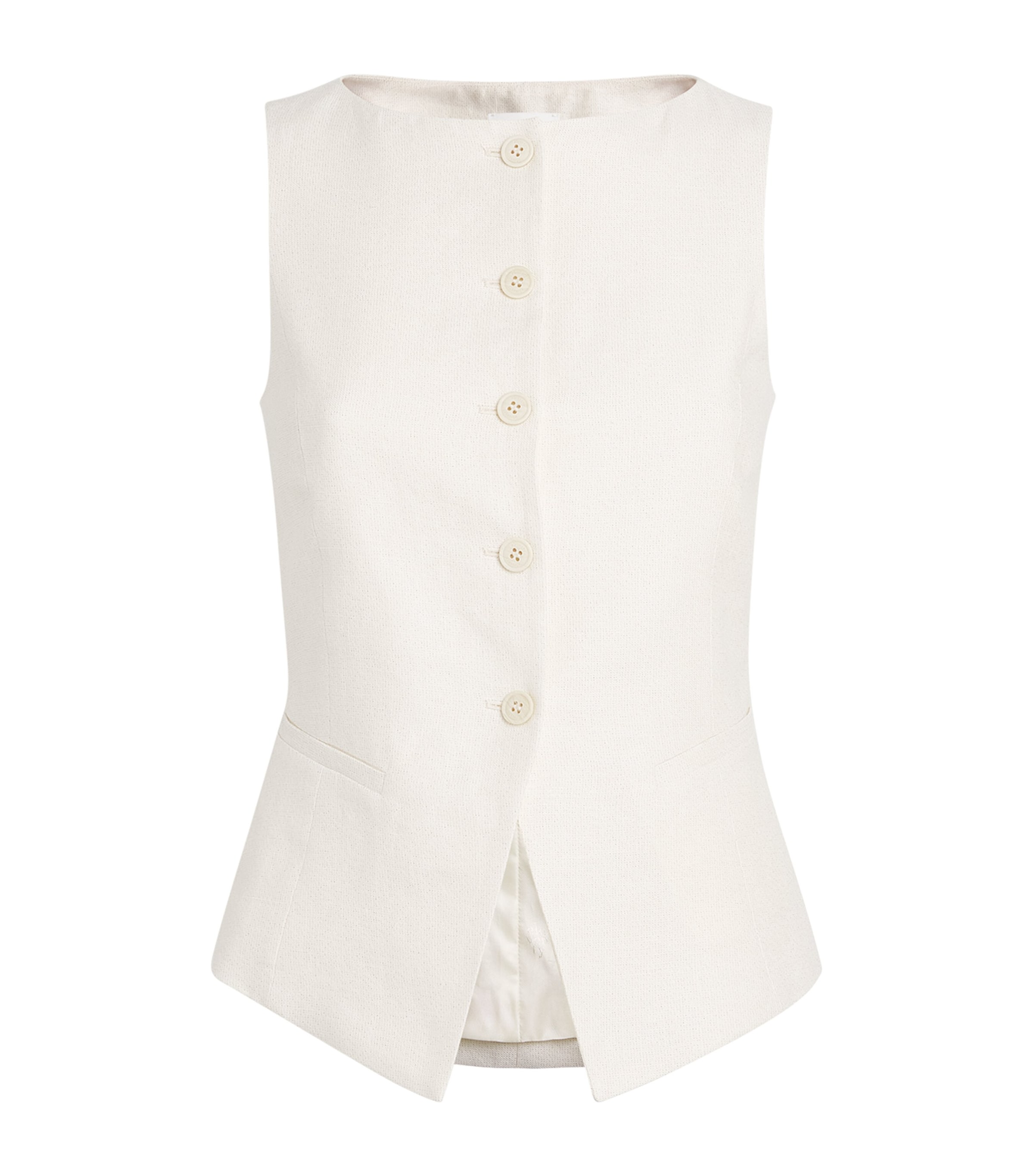 Eleventy Womens Linen-Blend Waistcoat Avorio
