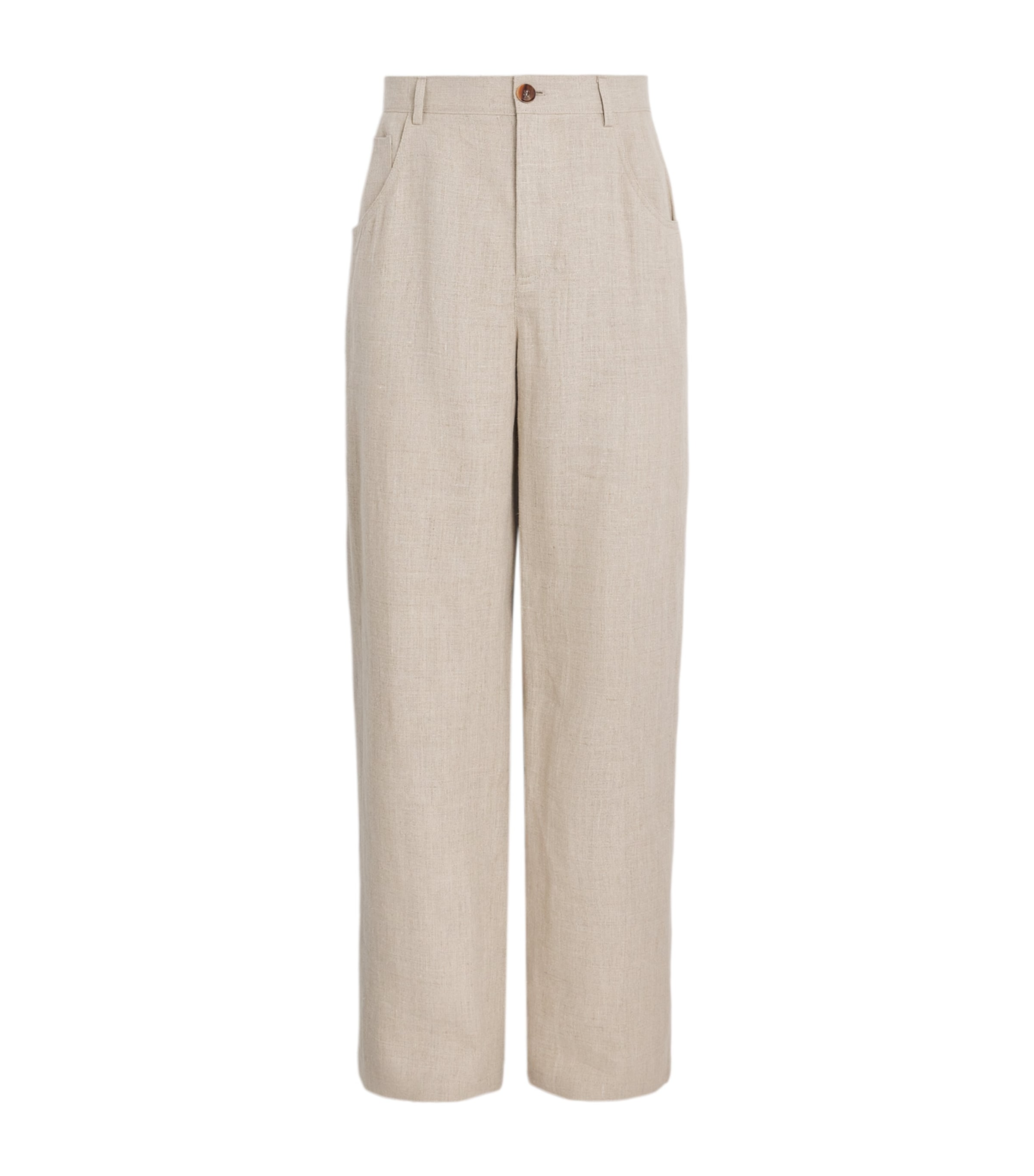 Séfr Mens Linen Arno Tailored Trousers Beige Concrete Linen