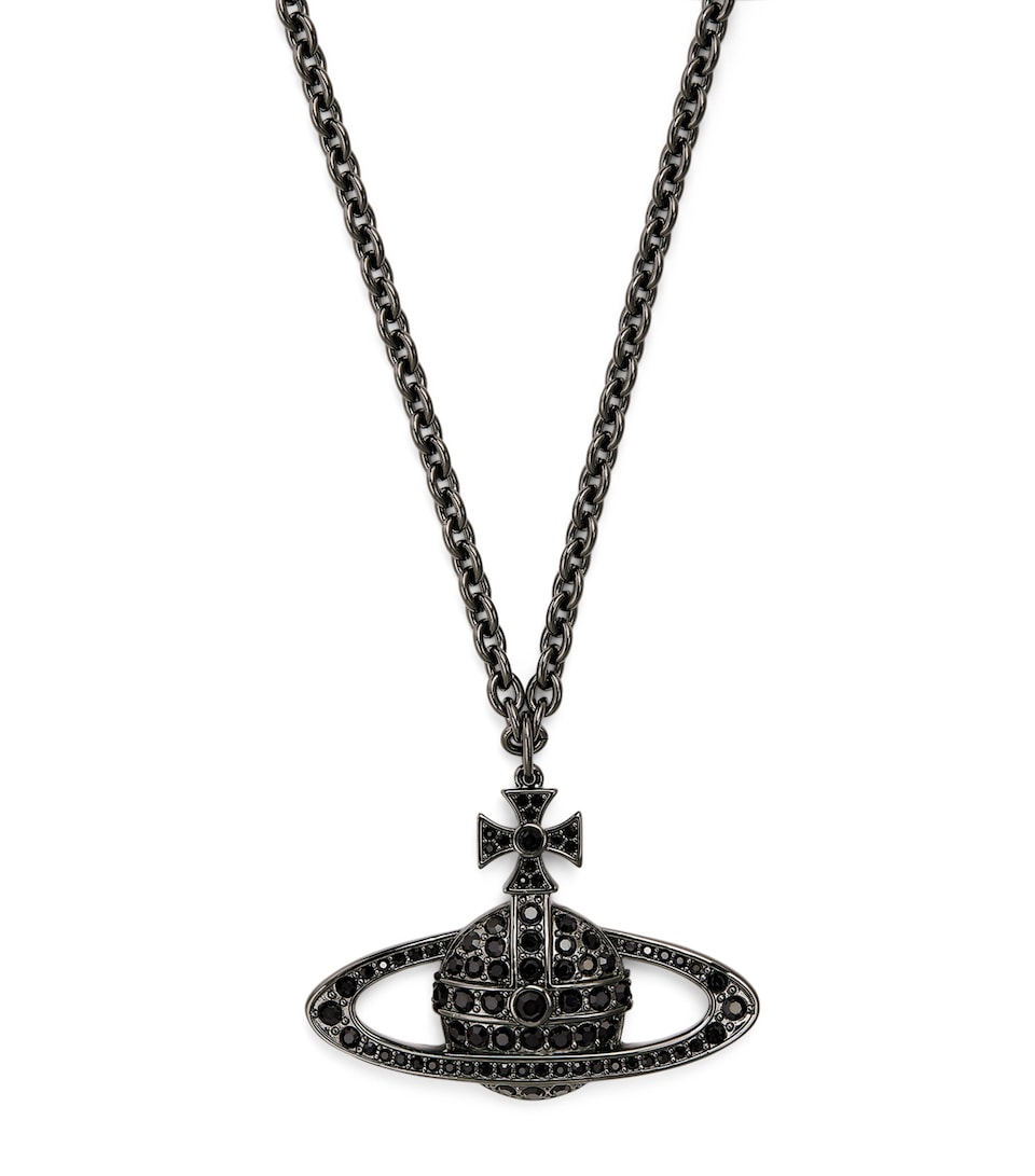 Vivienne Westwood Embellished Bas Relief Necklace Ruthenium Jet