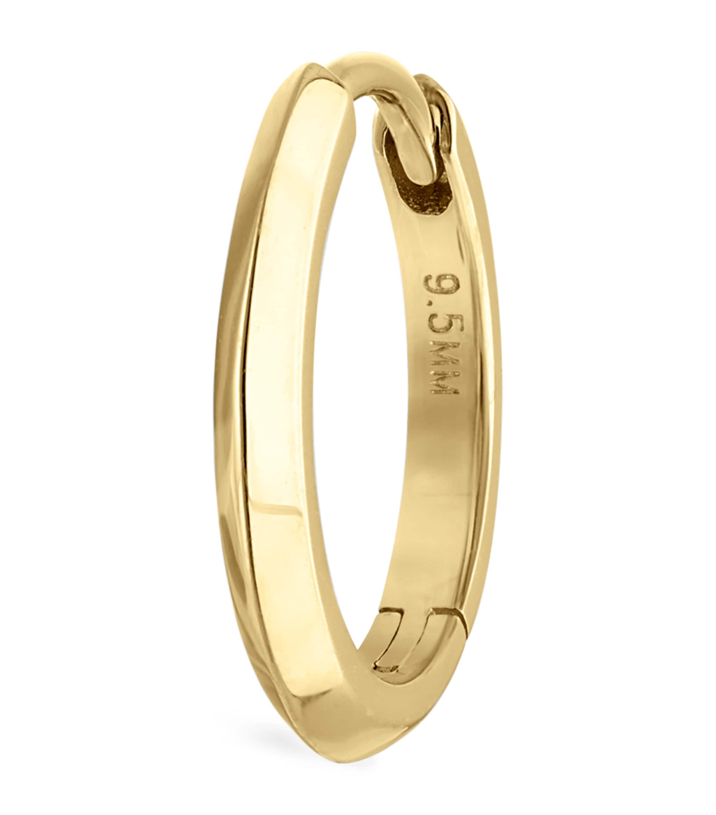 Faceted Metal Vertex Single Hoop Earring (9.5mm)